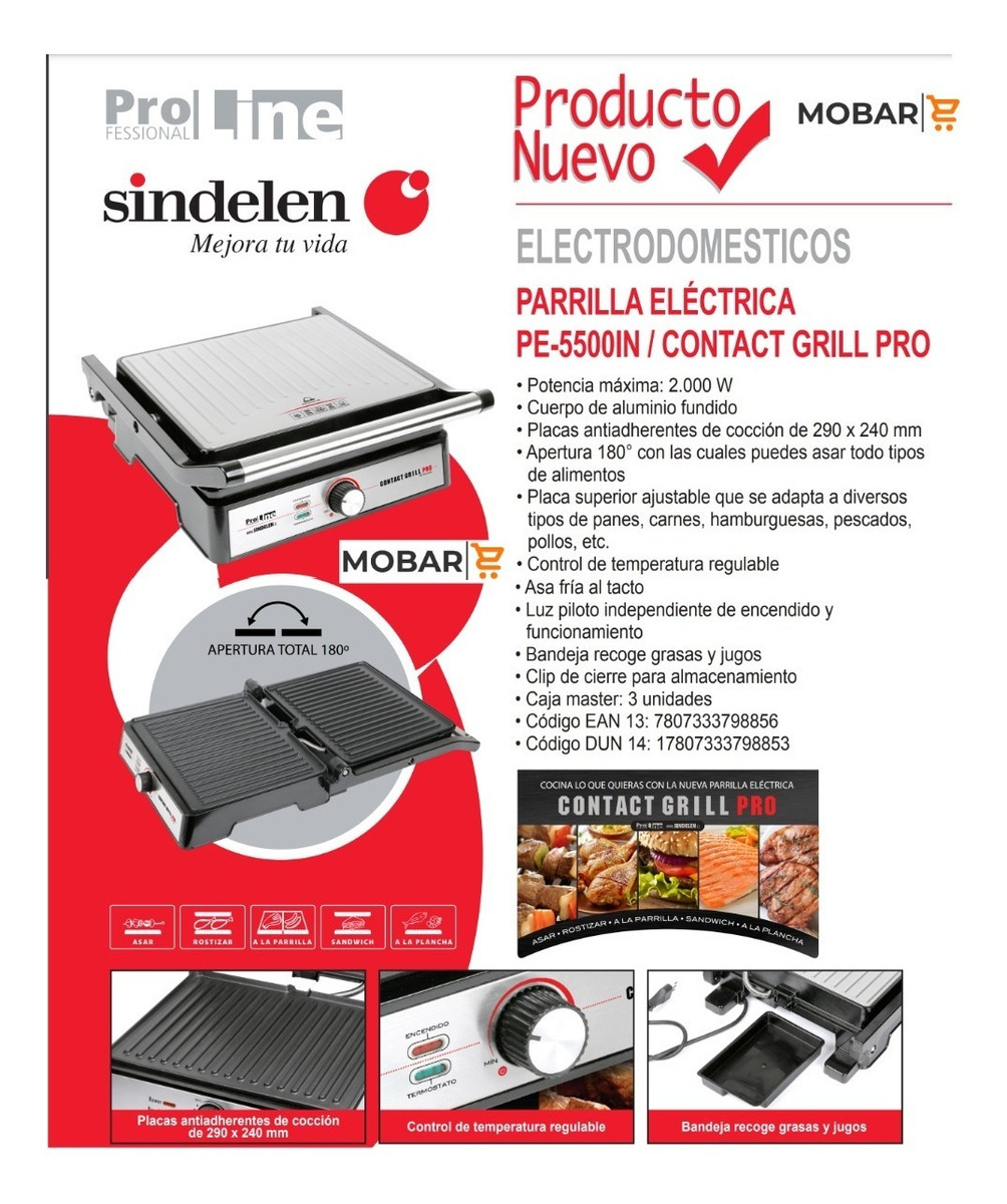 Parrilla El ctrica Plancha Panini Grill Sindelen Pe 5500in-2