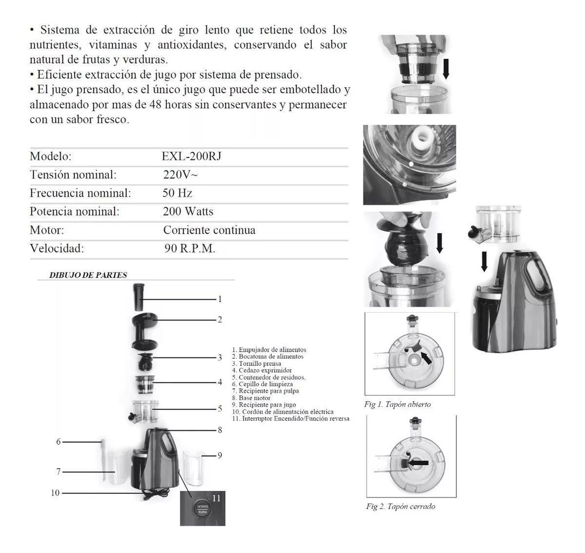 Extractor Jugo Lento Saca Jugo Prensa Frio Sindelen Exl-200r-4