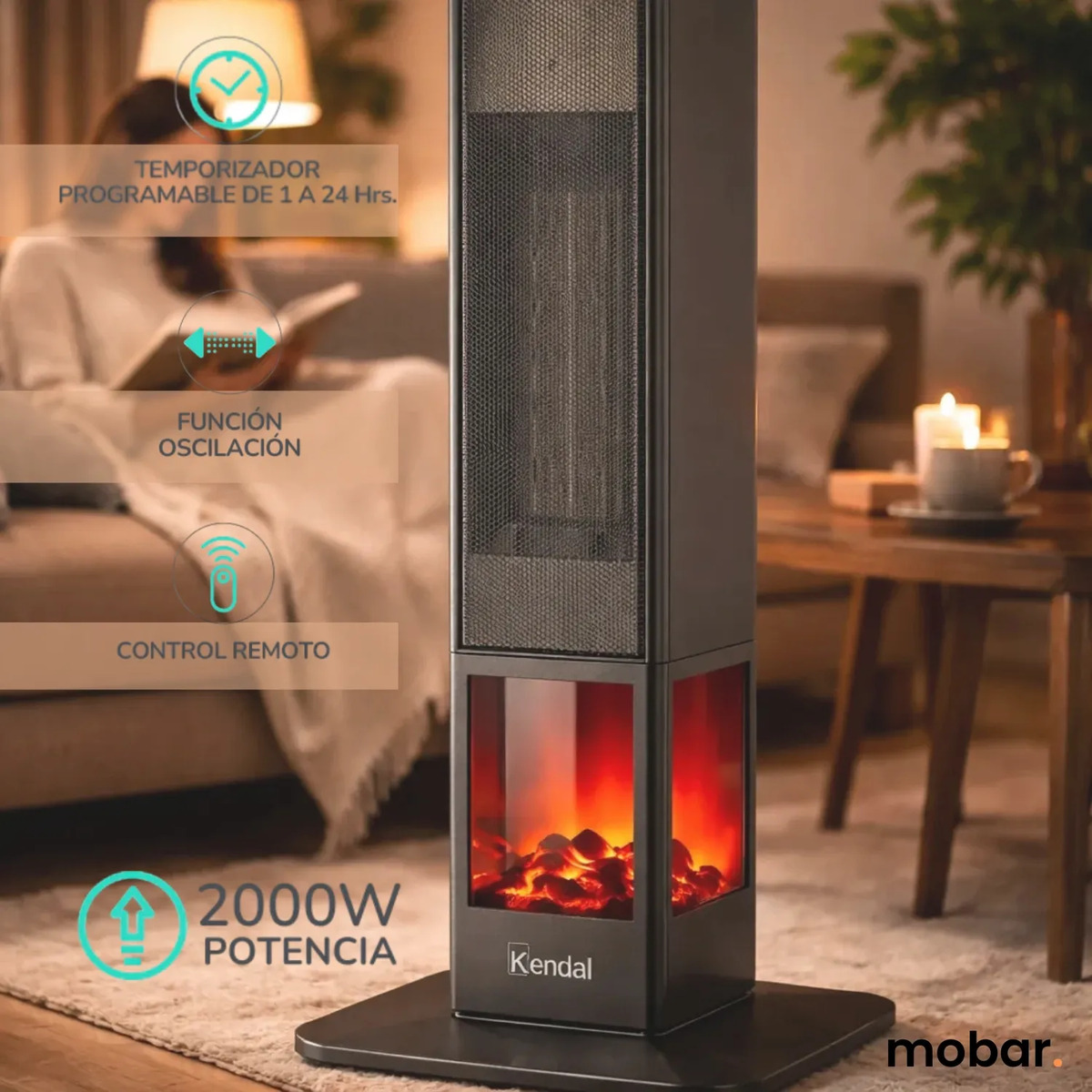 Calefactor Torre Ptc 2000w Kec ember1 Kendal Estufa Electric-3