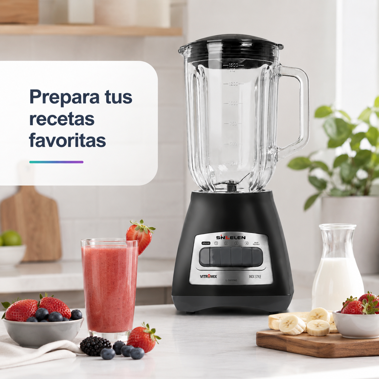 Licuadora Juguera Sindelen L 1600ng Jarro Vidrio 1 5lt 400w-5