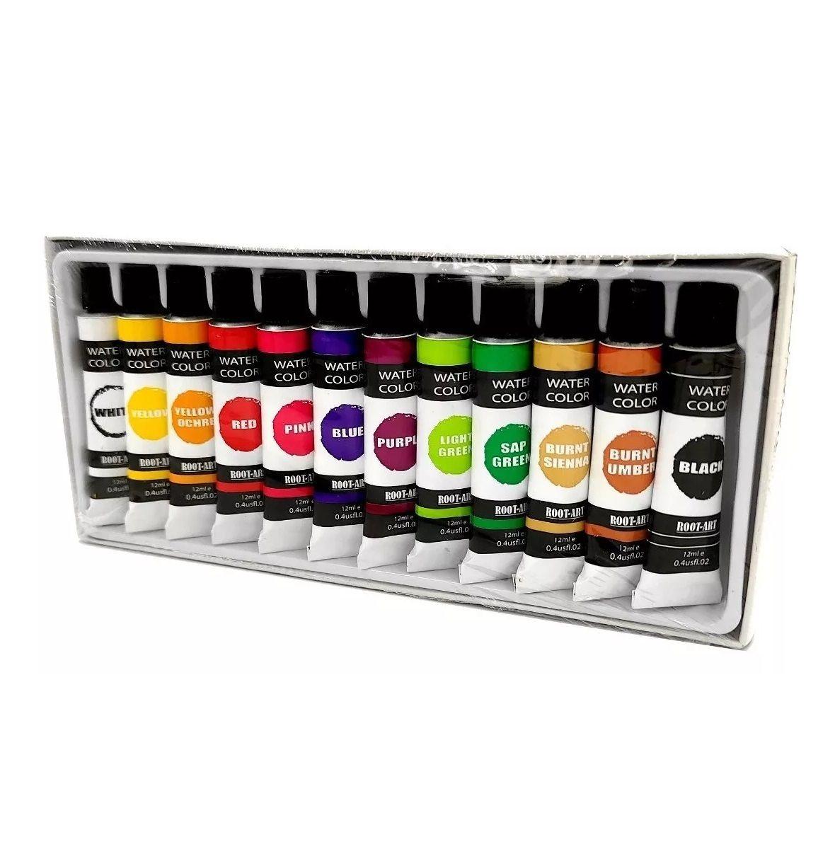 Set De Pinturas Acuarela En Pomo Tubo 12 Colores 12ml C/u-1
