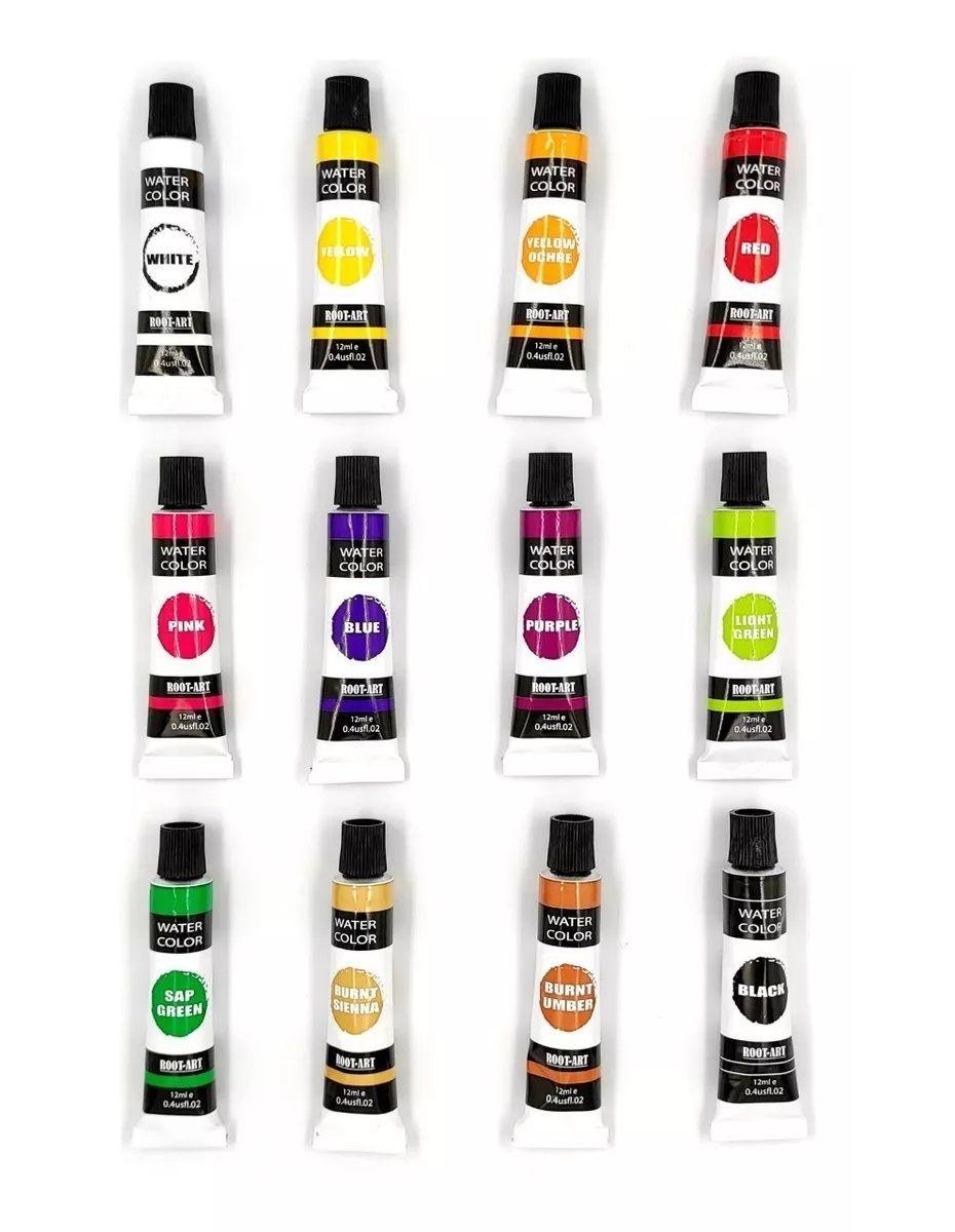 Set De Pinturas Acuarela En Pomo Tubo 12 Colores 12ml C/u-2