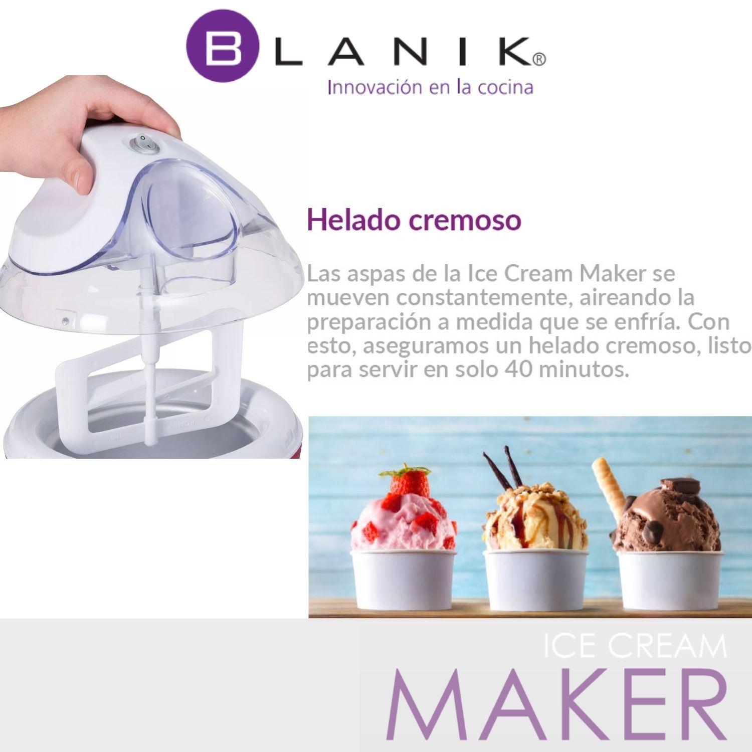 Maquina Helados Ice Cream Maker Blanik Rojo 14lt 12w + Recetas-4