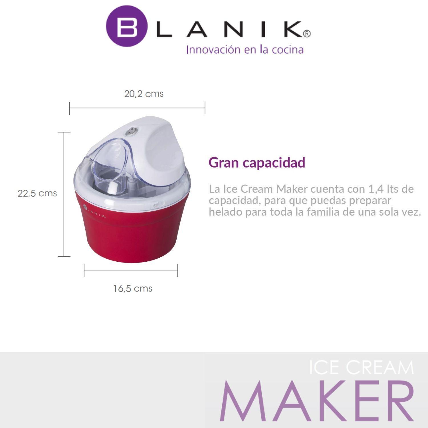 Maquina Helados Ice Cream Maker Blanik Rojo 14lt 12w + Recetas-6