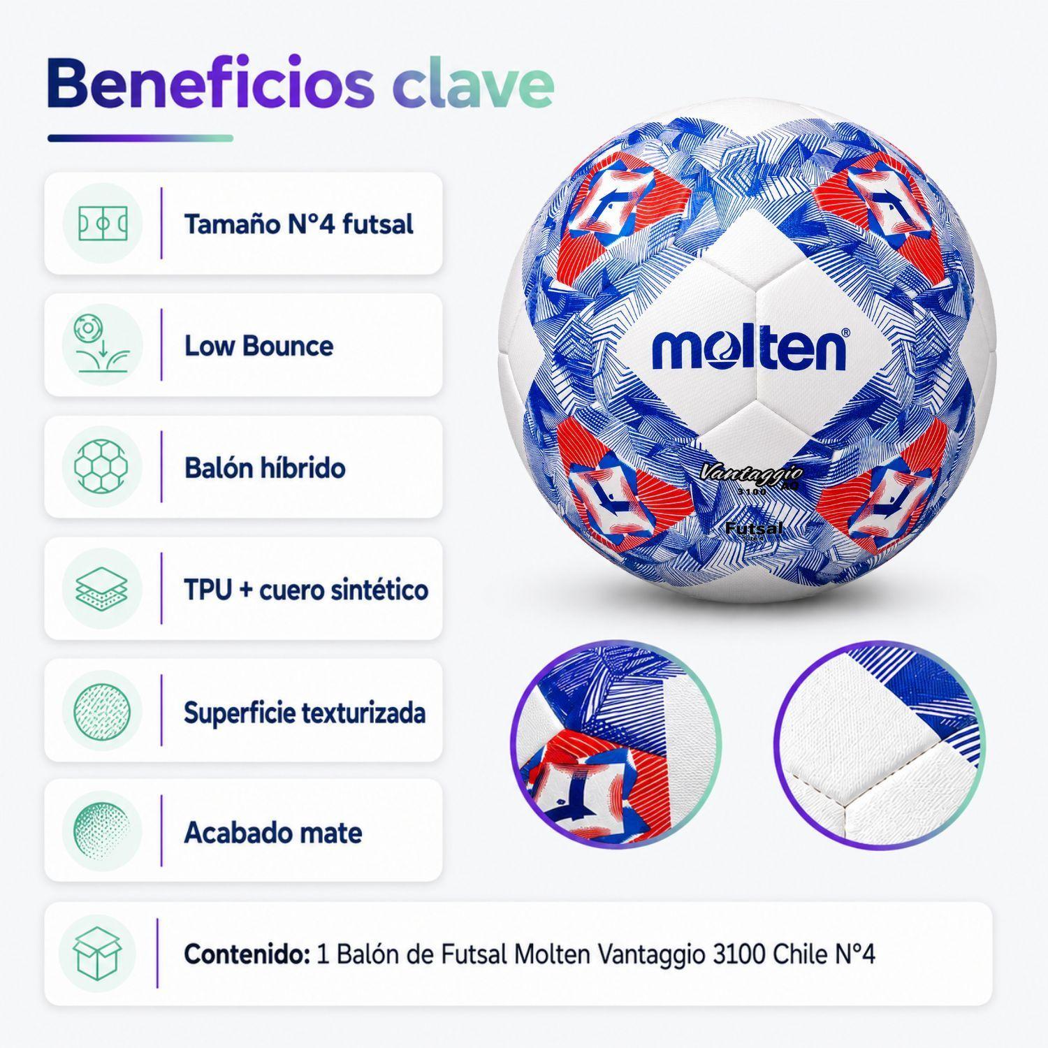 Pelota Balon De Futsal Molten Vantaggio 3100 N 4 Bote Bajo-1
