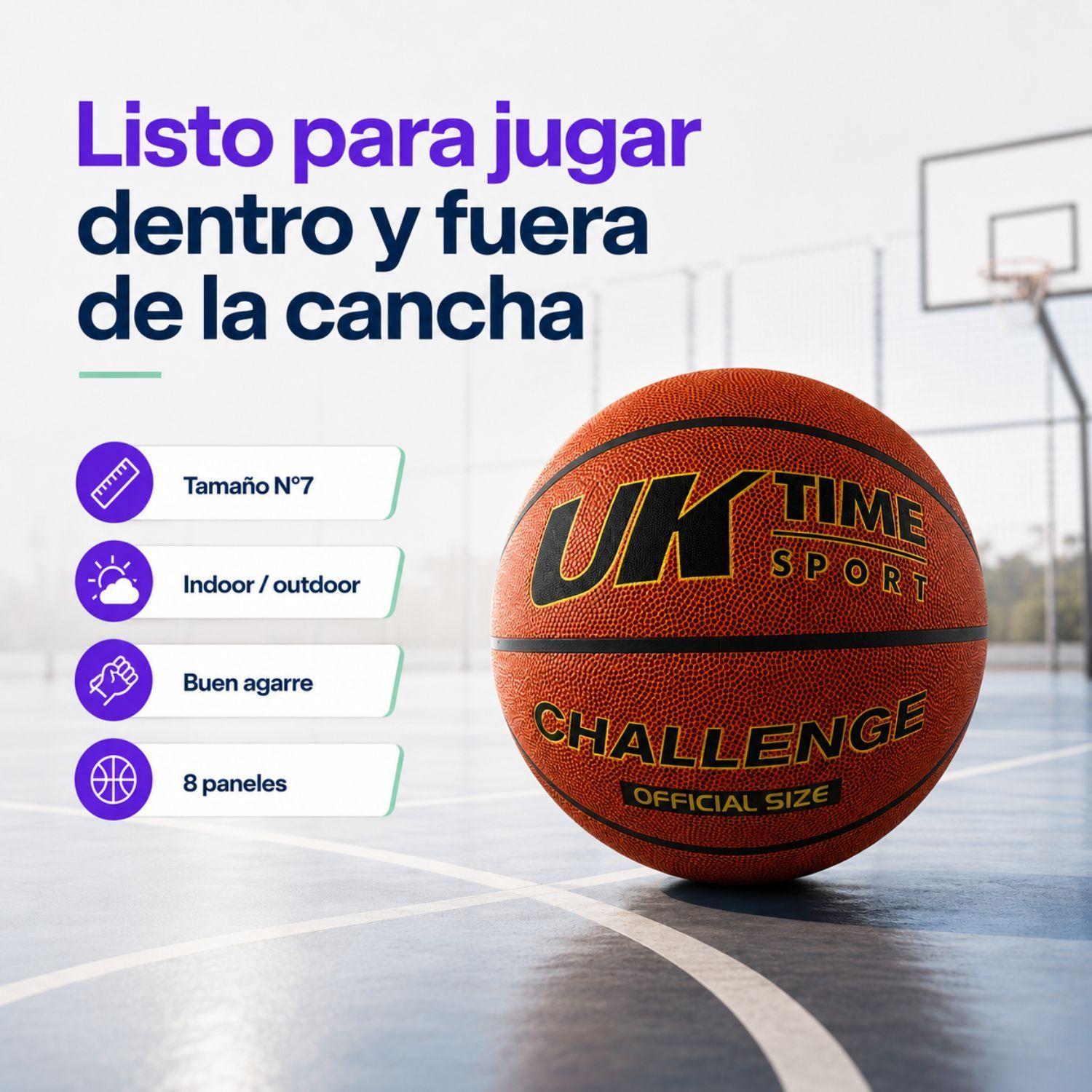 Balon Basquetbol Pelota Basketball #7 Uk Challenge Cuero Pu-4