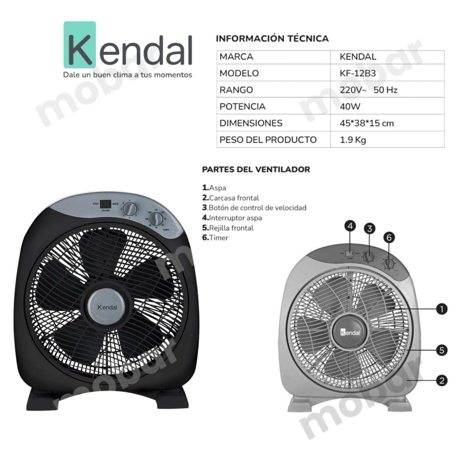 Ventilador Piso Mesa Silencioso Kendal Box Kf-12b3N Timer 120 Min Negro-6