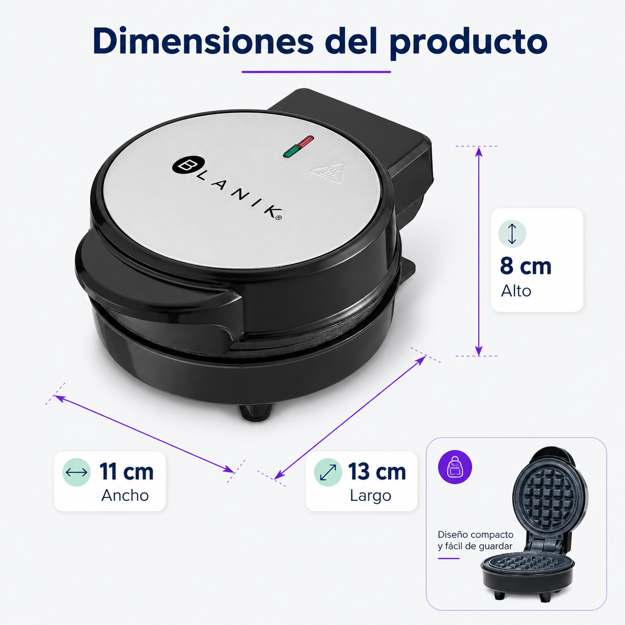 Máquina Mini Waffles Wafles Wafflera Blanik Bmw079 -4