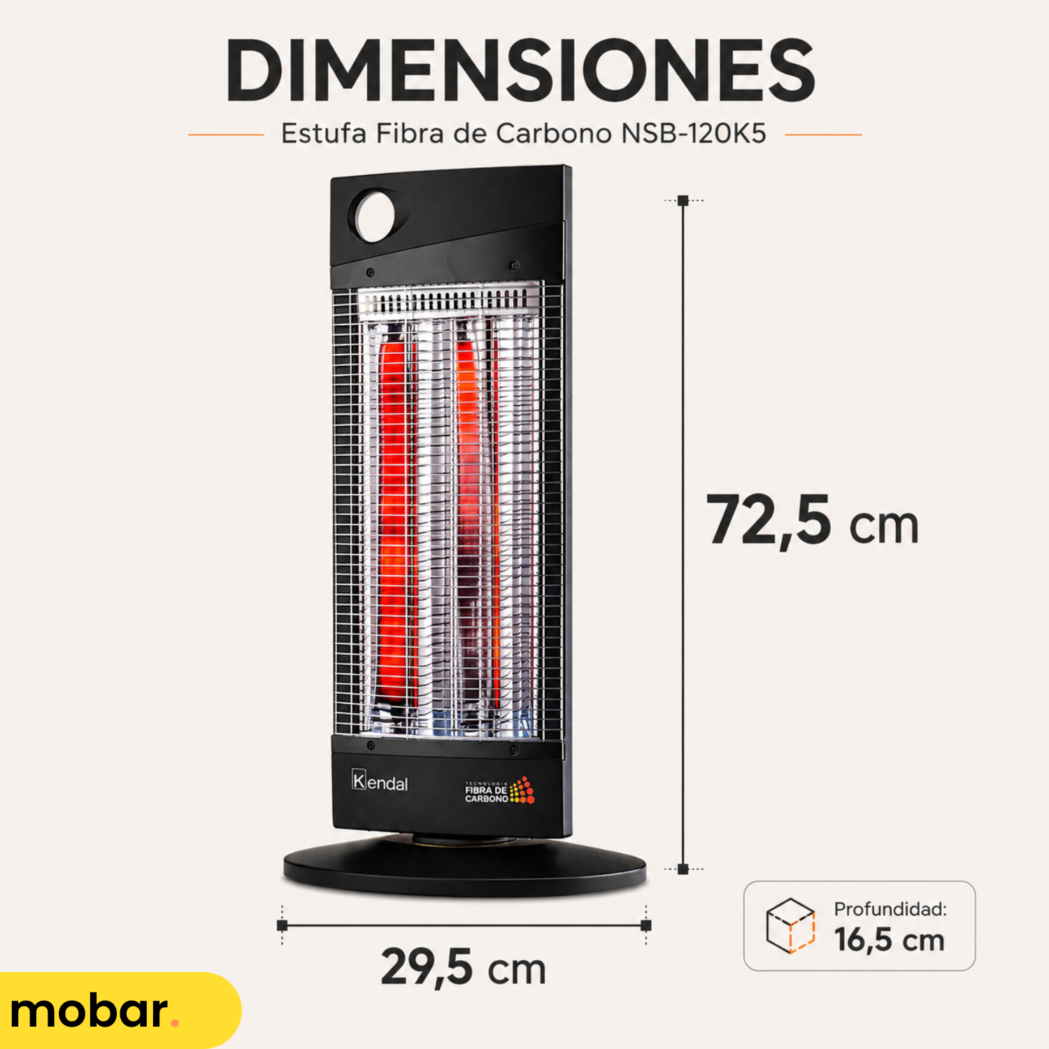Calefactor Estufa Fibra De Carbono Nsb 120k5 Negra-2