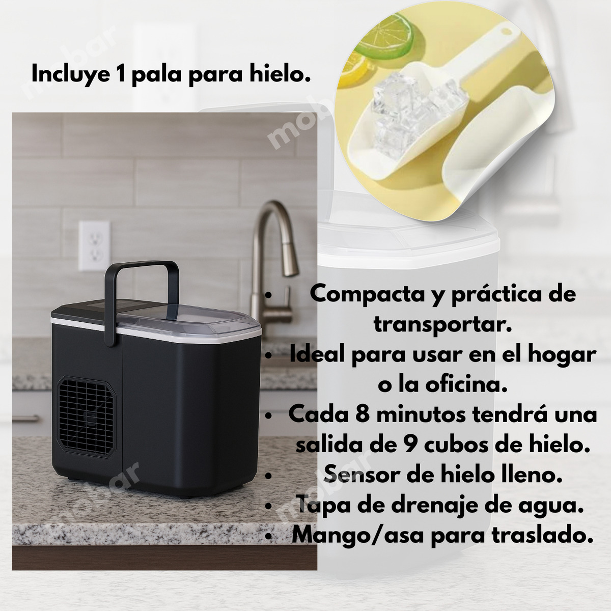 Maquina De Hielo Blanik Bmh097 13l Automatica Transportable-5