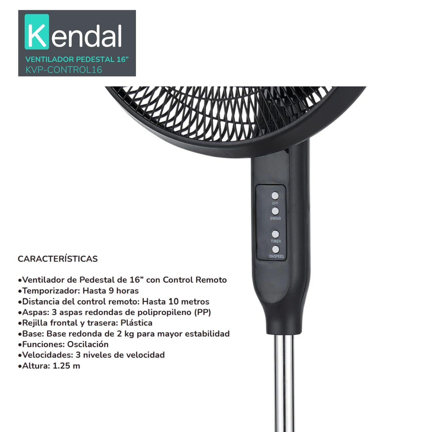 Ventilador Pedestal Pie Silencioso Control Remoto Kvpcontrol16 Kendal-3
