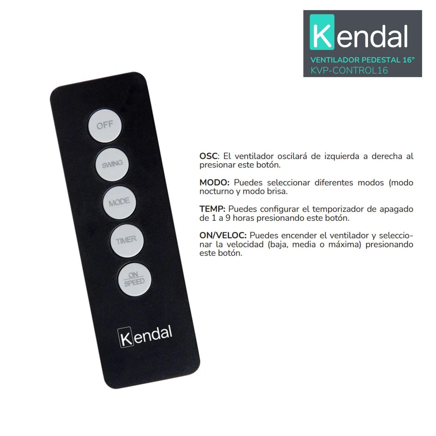 Ventilador Pedestal Pie Silencioso Control Remoto Kvpcontrol16 Kendal-4