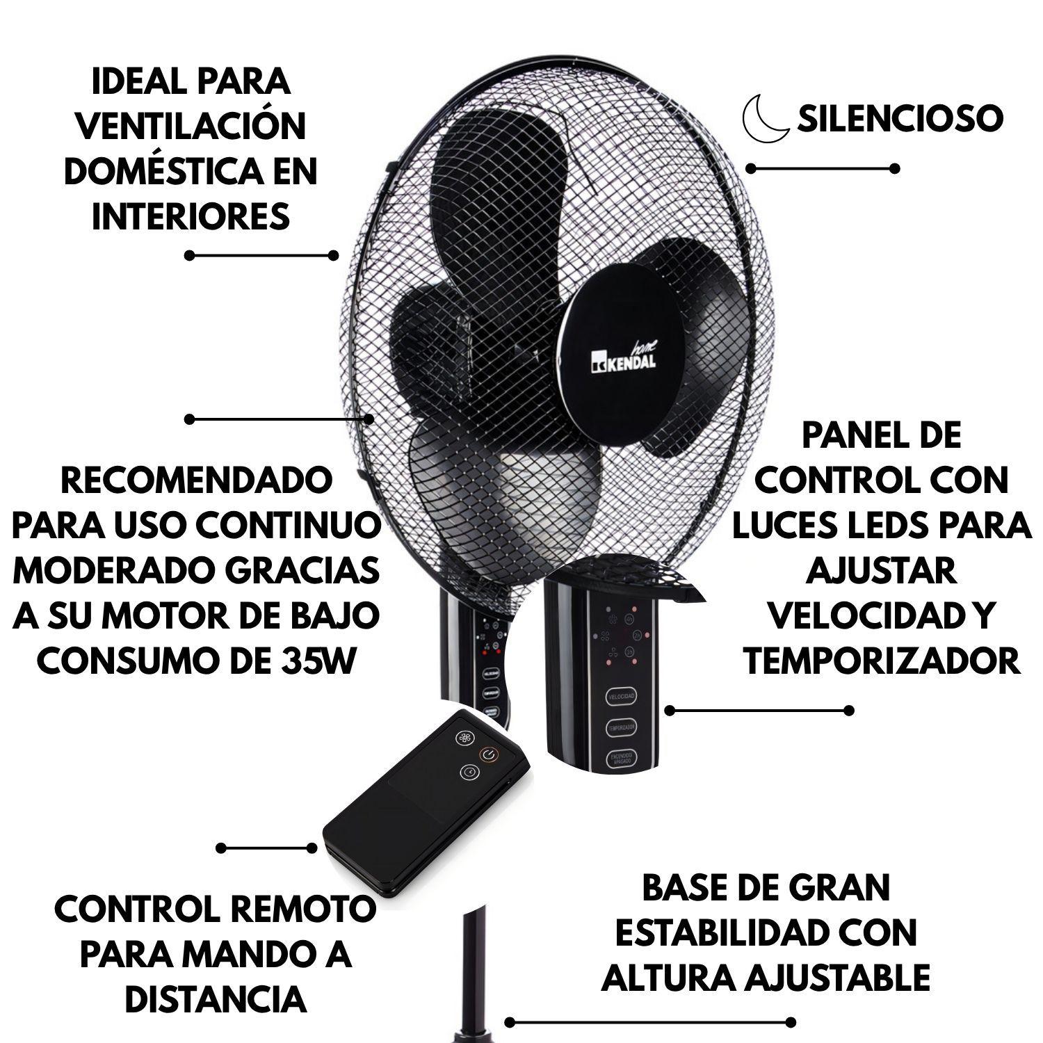 Ventilador Pedestal De Pie 16´´ Control Remoto Kendal Kfr16p-2
