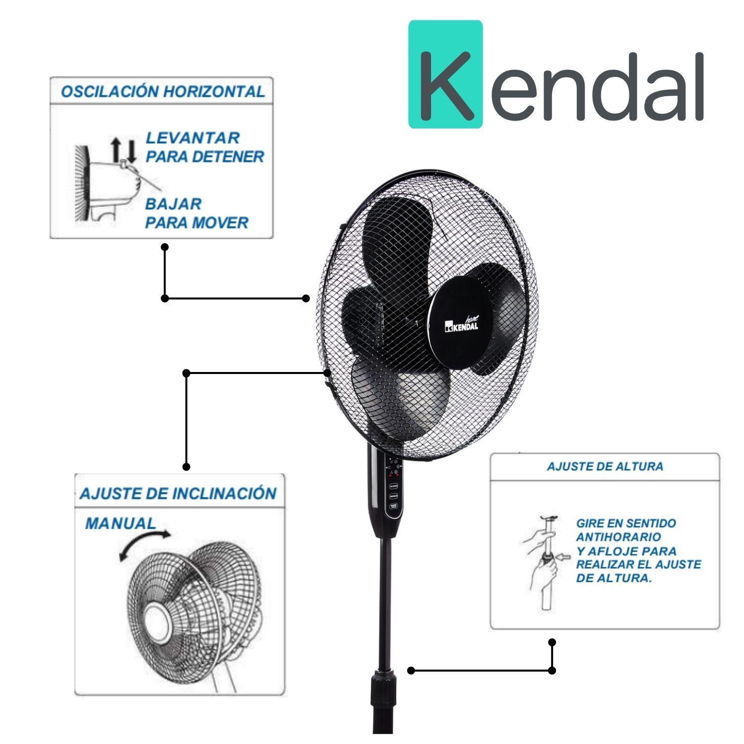 Ventilador Pedestal De Pie 16´´ Control Remoto Kendal Kfr16p-3