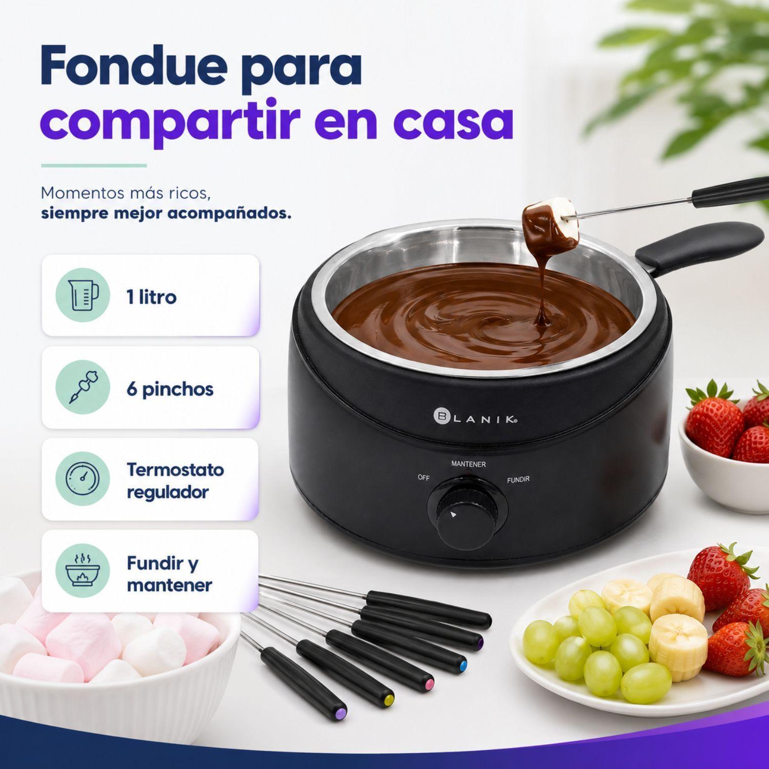 Fondue Maker Blanik Bfm098 Electrico 1 Litro Con 6 Pinchos-4