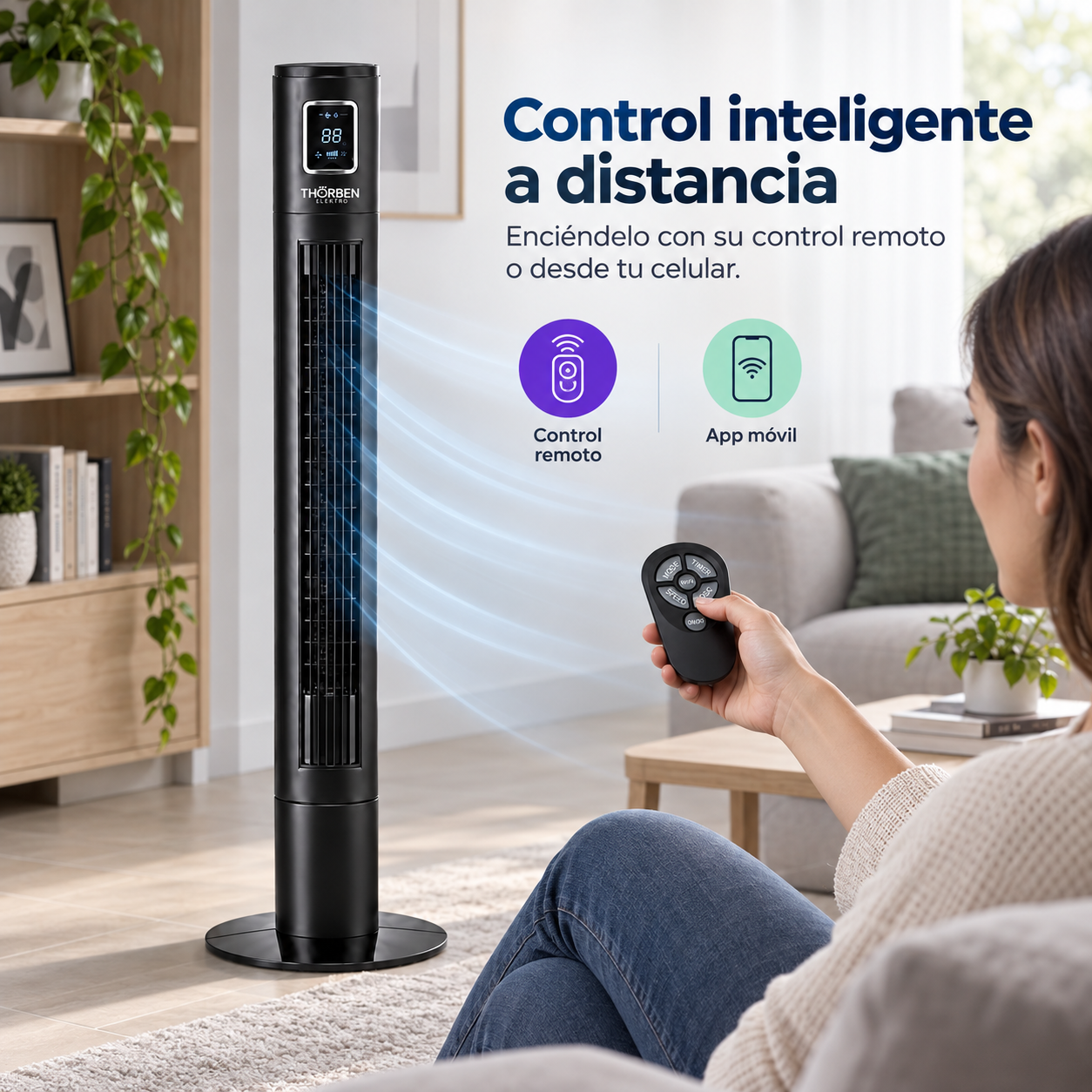 Ventilador de Torre Silencioso Wifi Thorben Thor Smart Tower + Control-2