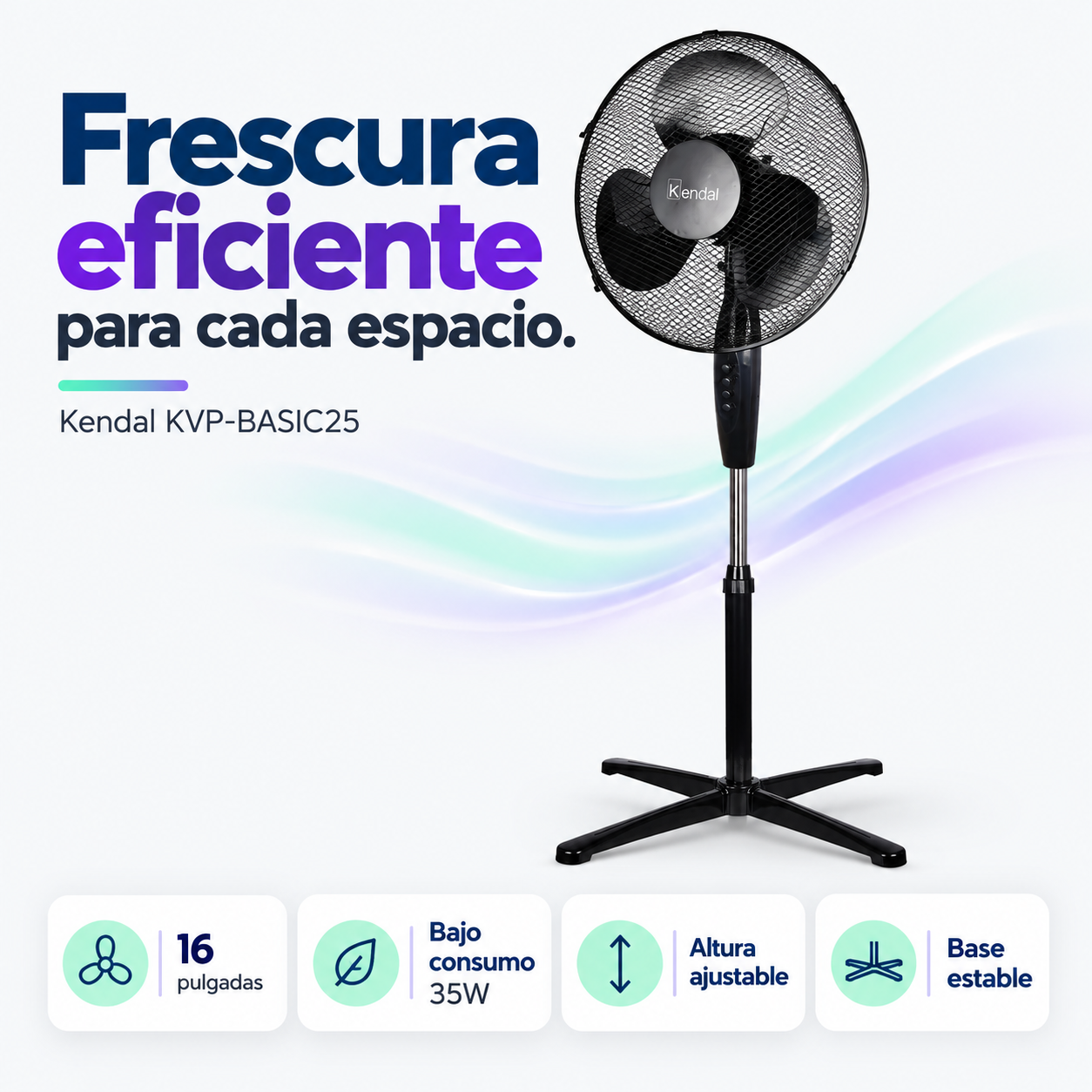 Ventilador Pedestal Silencios 16 Pulgadas Kvp-basic25 Kendal-4