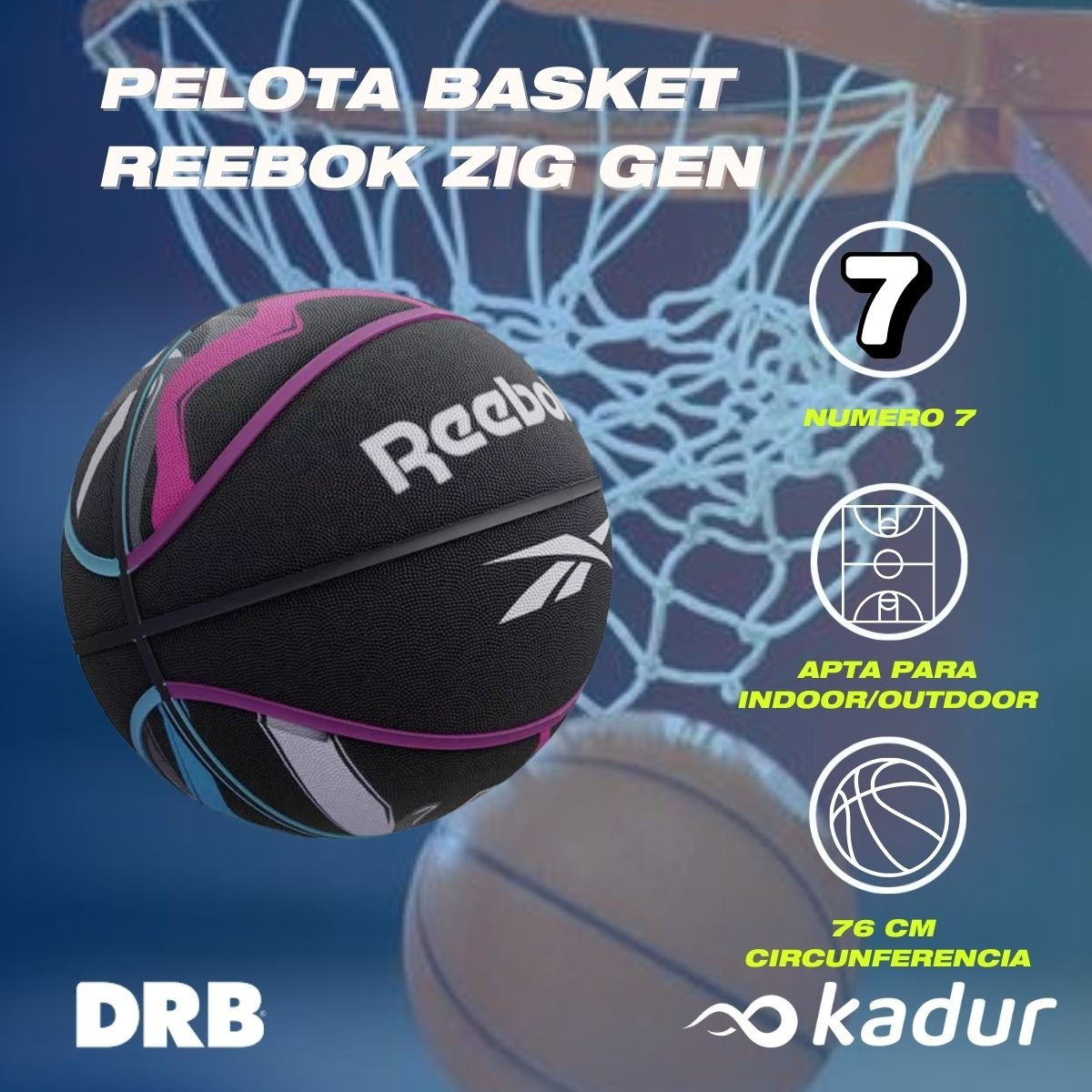 Balon Basquetbol Pelota Basketball Reebok Zig Generation N°7-6