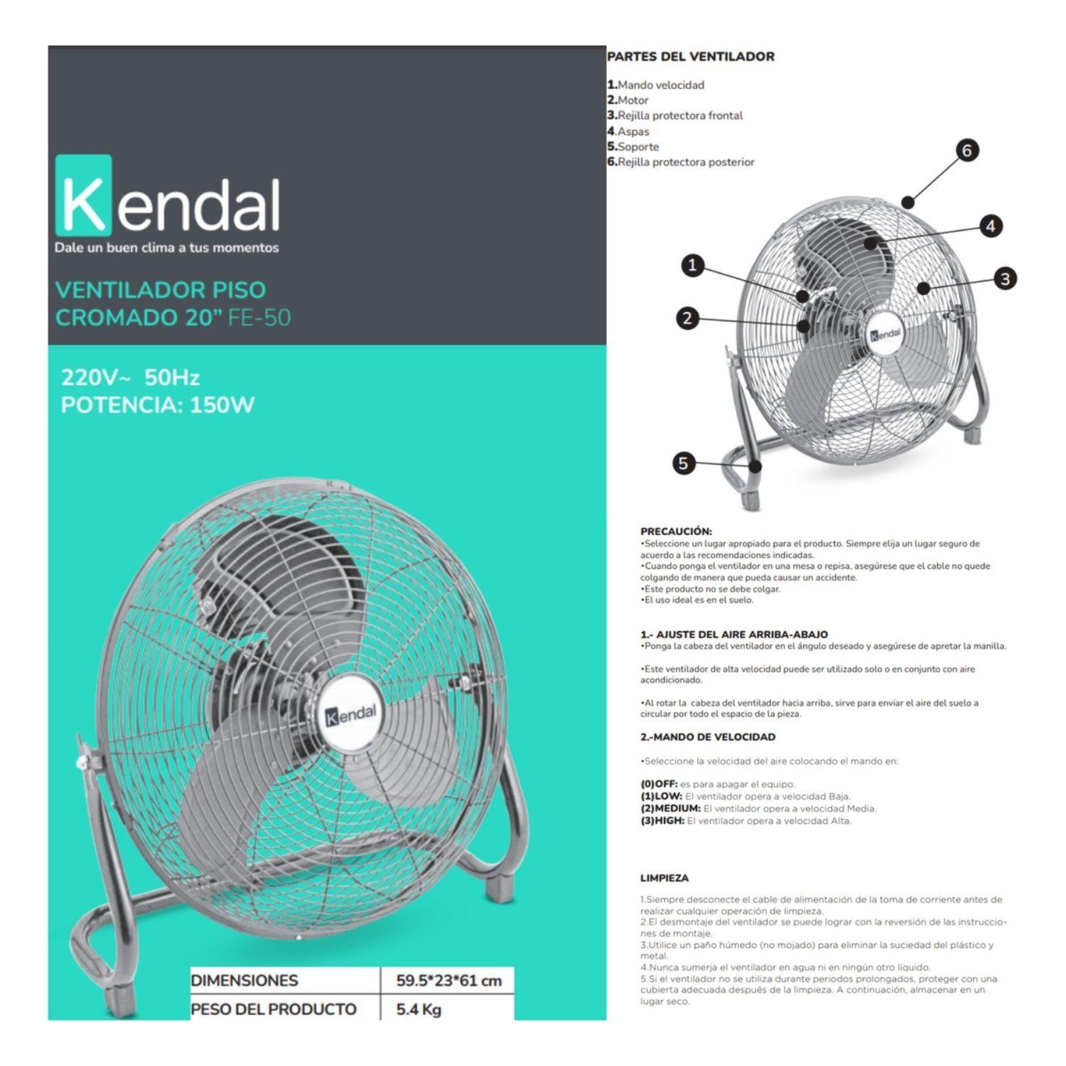 Ventilador Industrial Piso Metalico Turbo Kendal Fe-50 150w-6