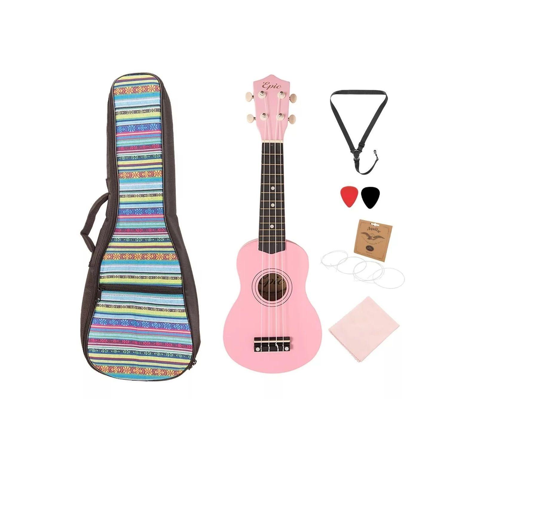Ukelele Epic 21 Soprano Uk2101 Colores + Funda Estilo Maori-3