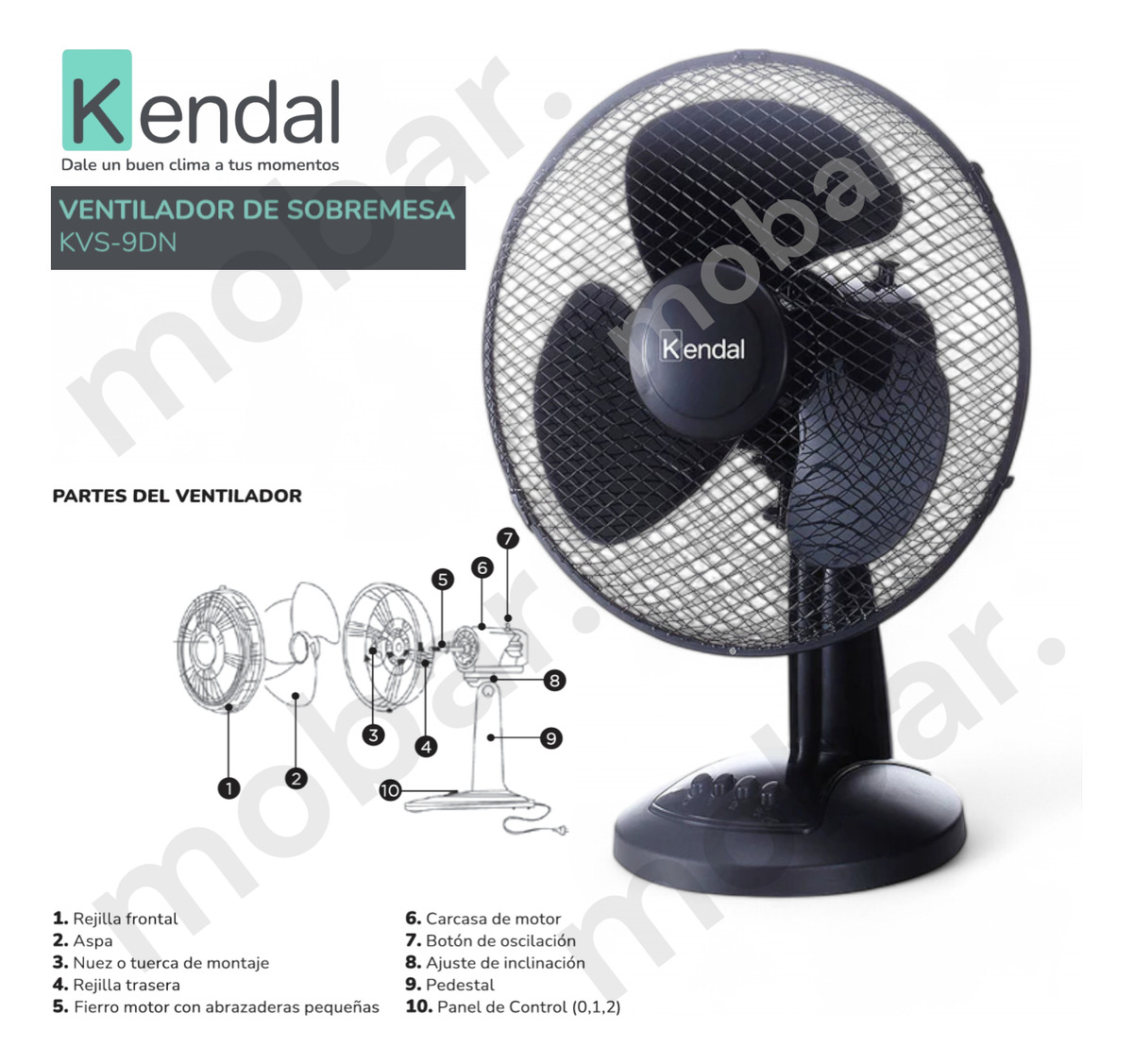Ventilador Mesa Sobremesa Silencioso Kendal 9in Oscilante-4