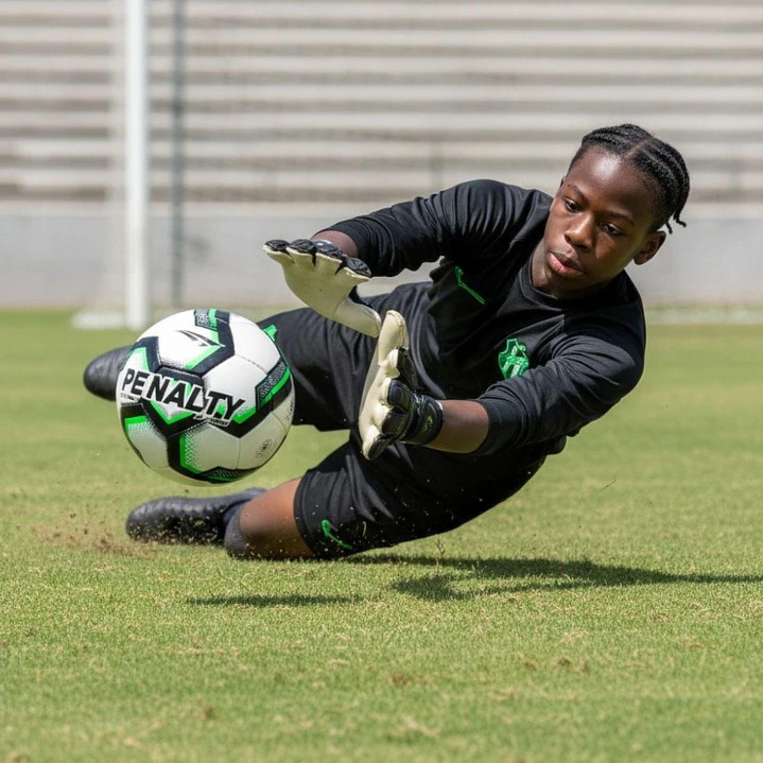 Balon Pelota Futbol Juvenil Tama o N 4 Penalty Storm Xxv Negro Verde-5