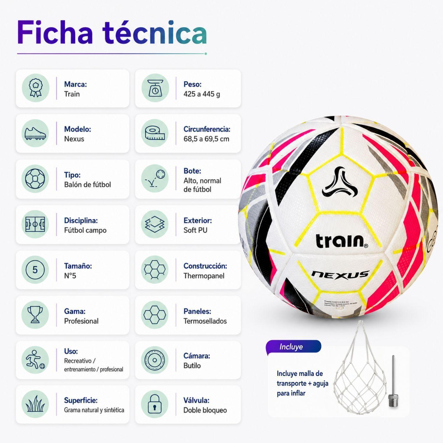 Pelota Balon Futbol # 5 Profesional Train Nexus Termosellado-3