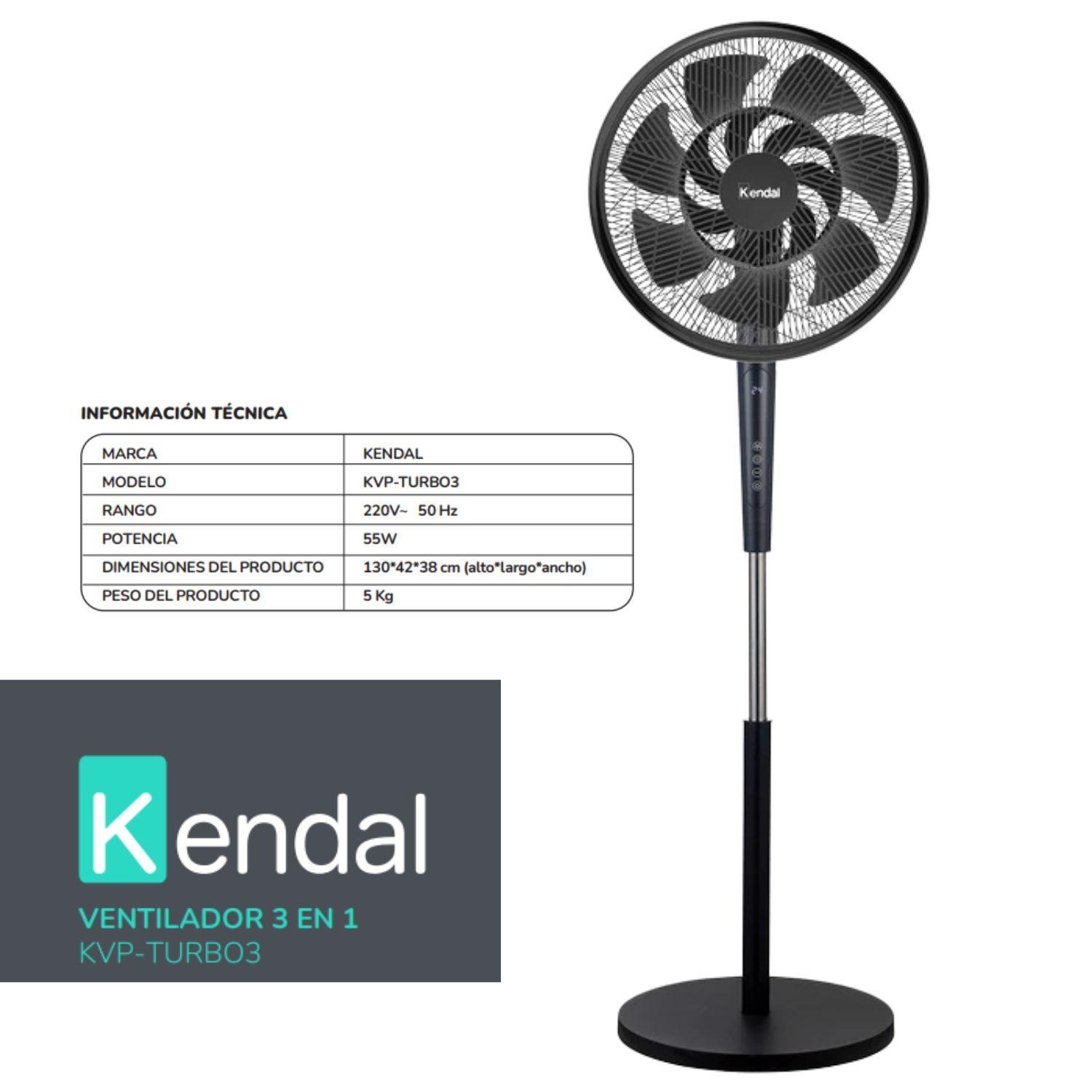 Ventilador Pedestal Pie Silencioso 3en1 3x1 Kvp-turbo Kendal-2