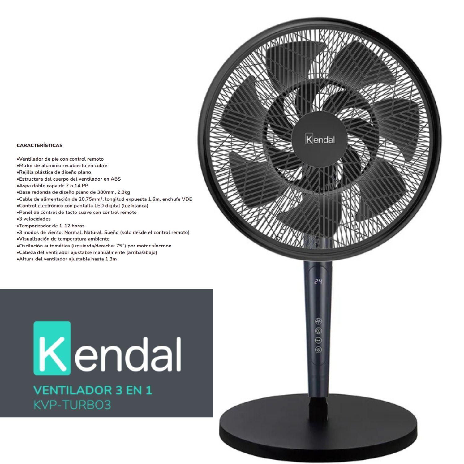 Ventilador Pedestal Pie Silencioso 3en1 3x1 Kvp-turbo Kendal-3