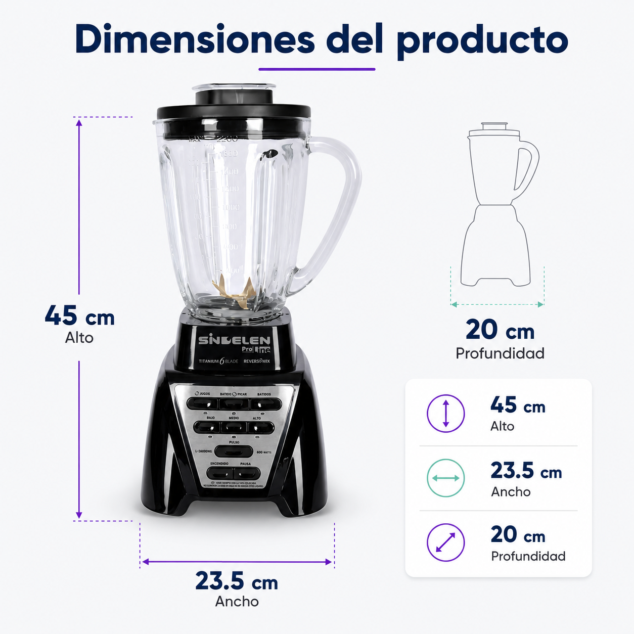 Licuadora Juguera Pica Hielo Reversa 2 2l L 26000 Sindelen-4