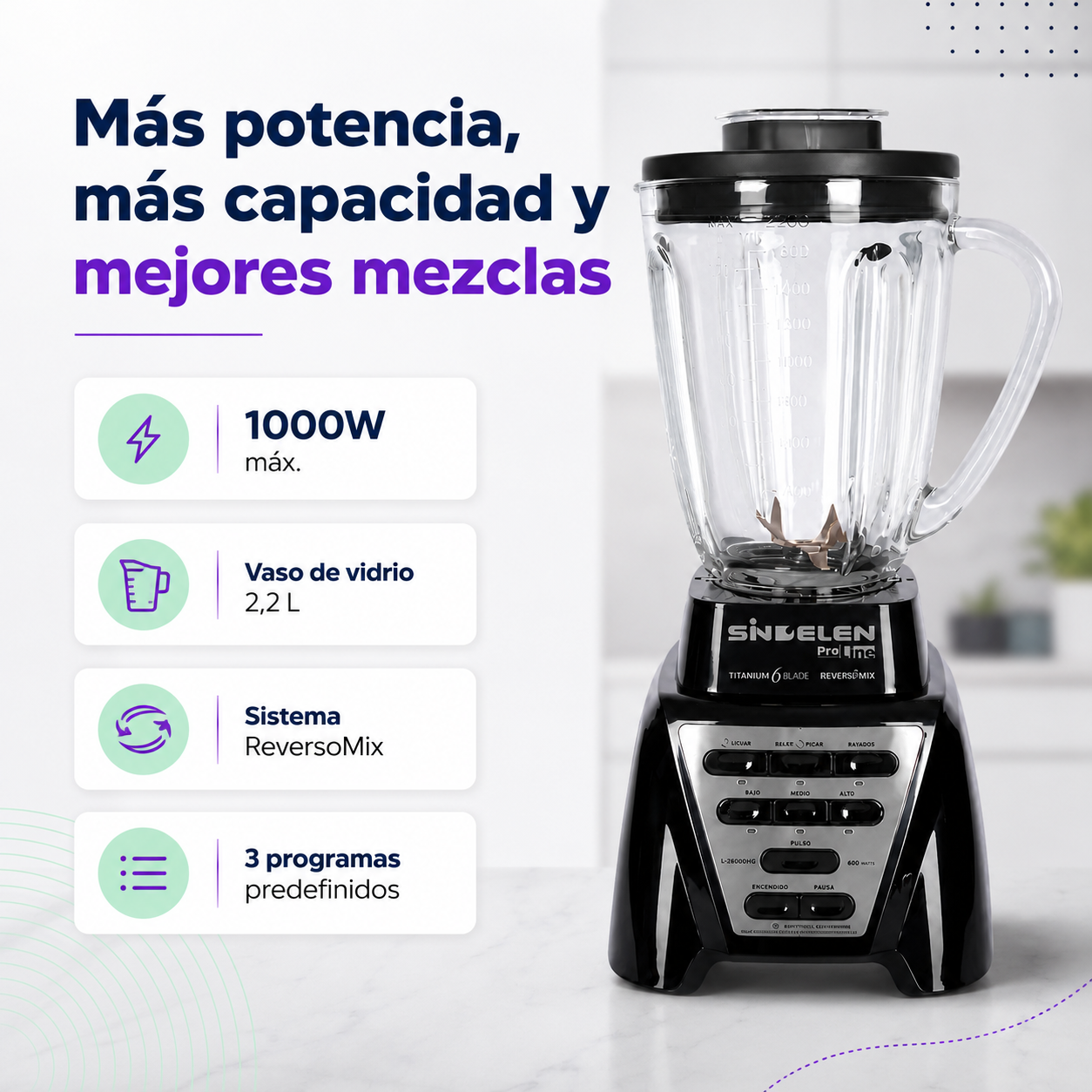 Licuadora Juguera Pica Hielo Reversa 2 2l L 26000 Sindelen-5