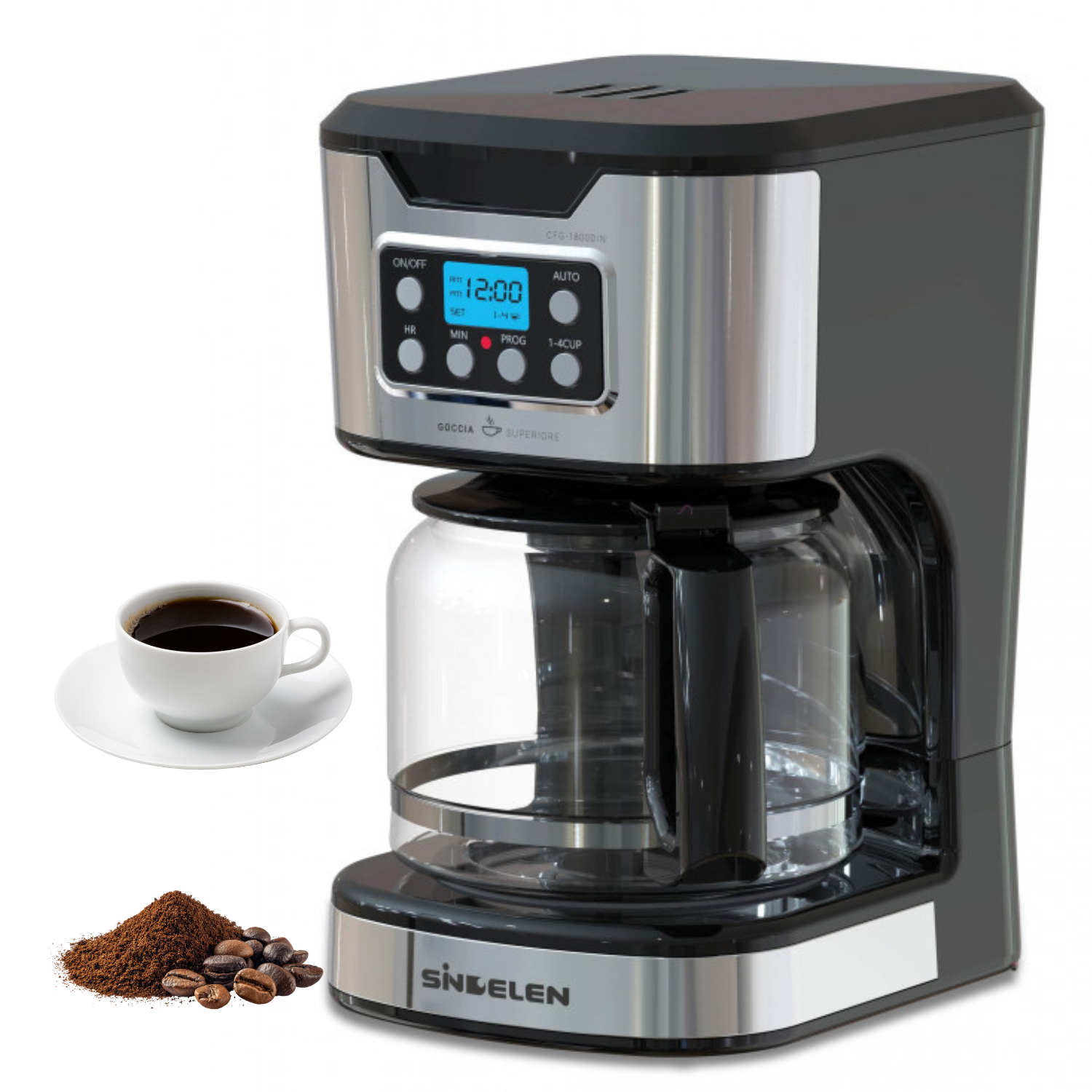 Cafetera De Goteo Digital Sindelen Cfg 1800din 1 80 Lts-0