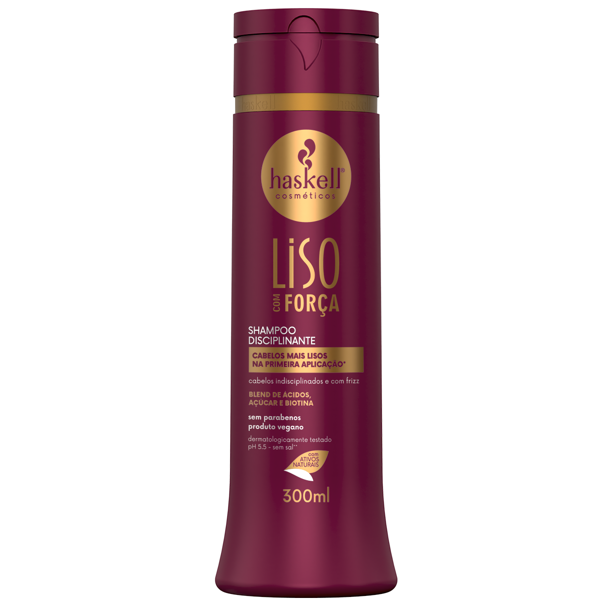 SHAMPOO ANTIFRIZZ  LISO COM FORCA 300ML Haskell-1