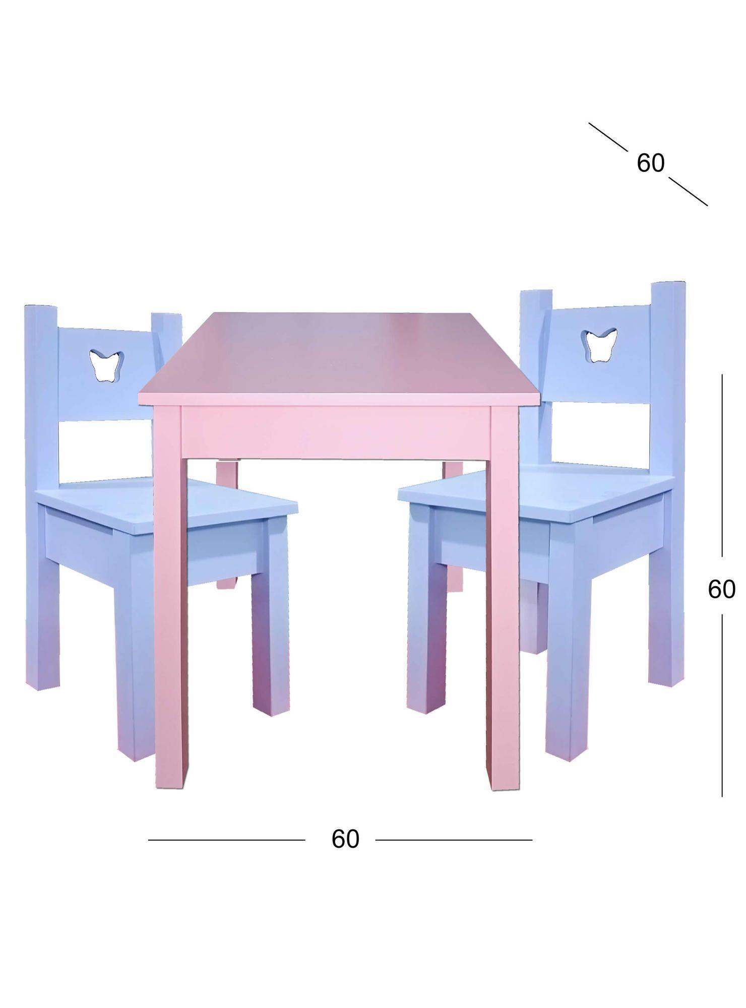 Mesa Infantil Rosada con 2 Sillas Lilas-1