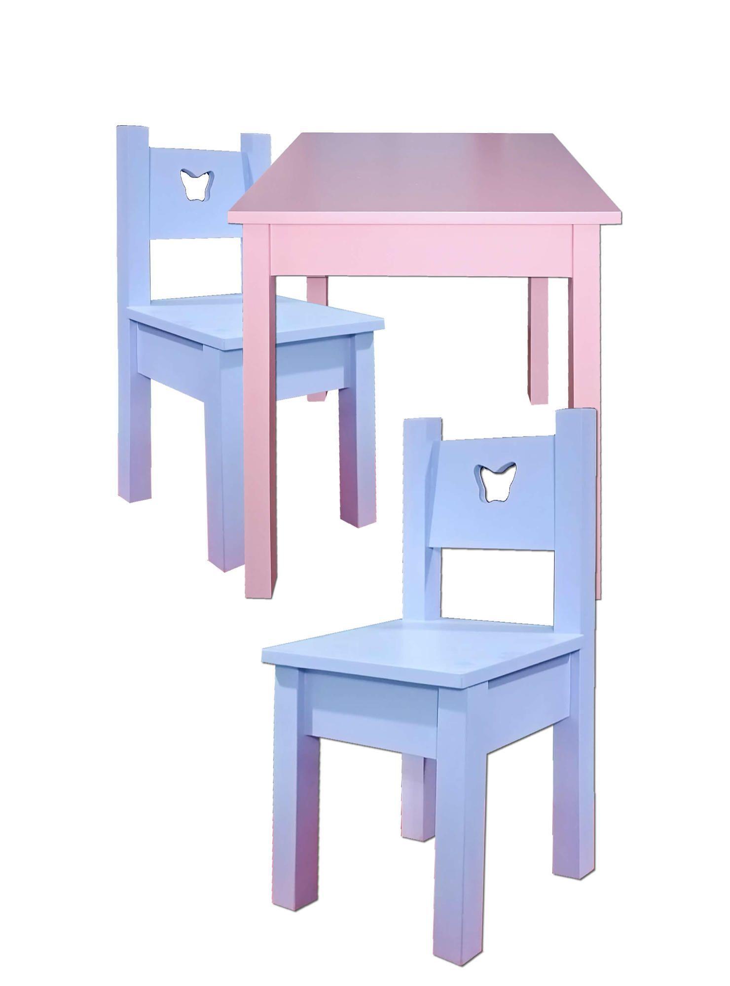 Mesa Infantil Rosada con 2 Sillas Lilas-2