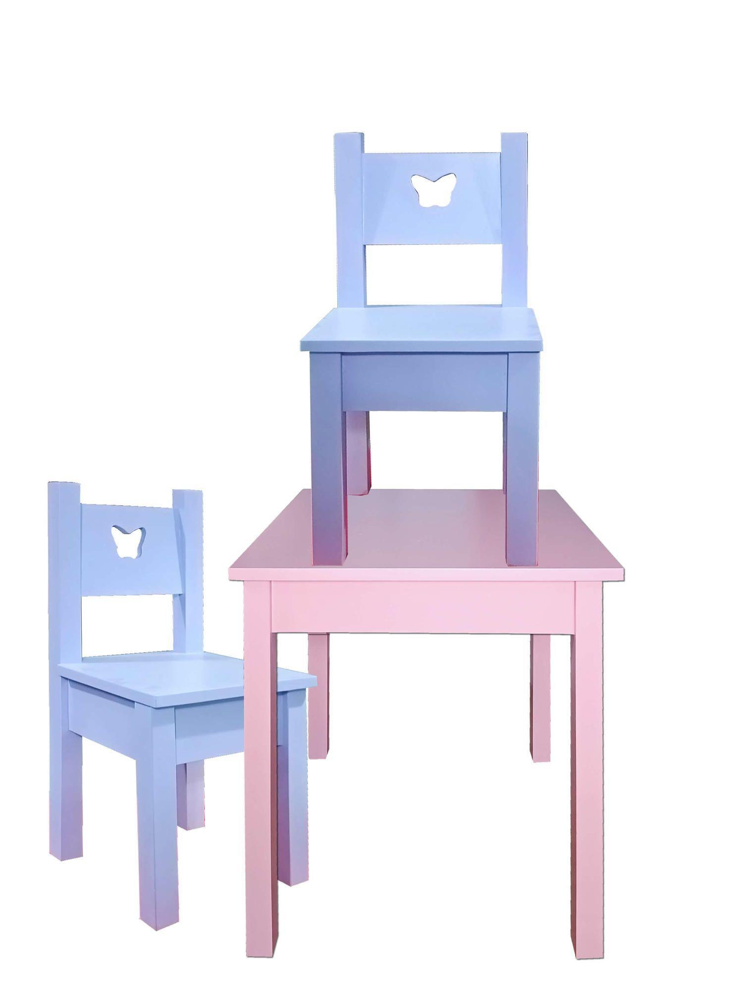 Mesa Infantil Rosada con 2 Sillas Lilas-3