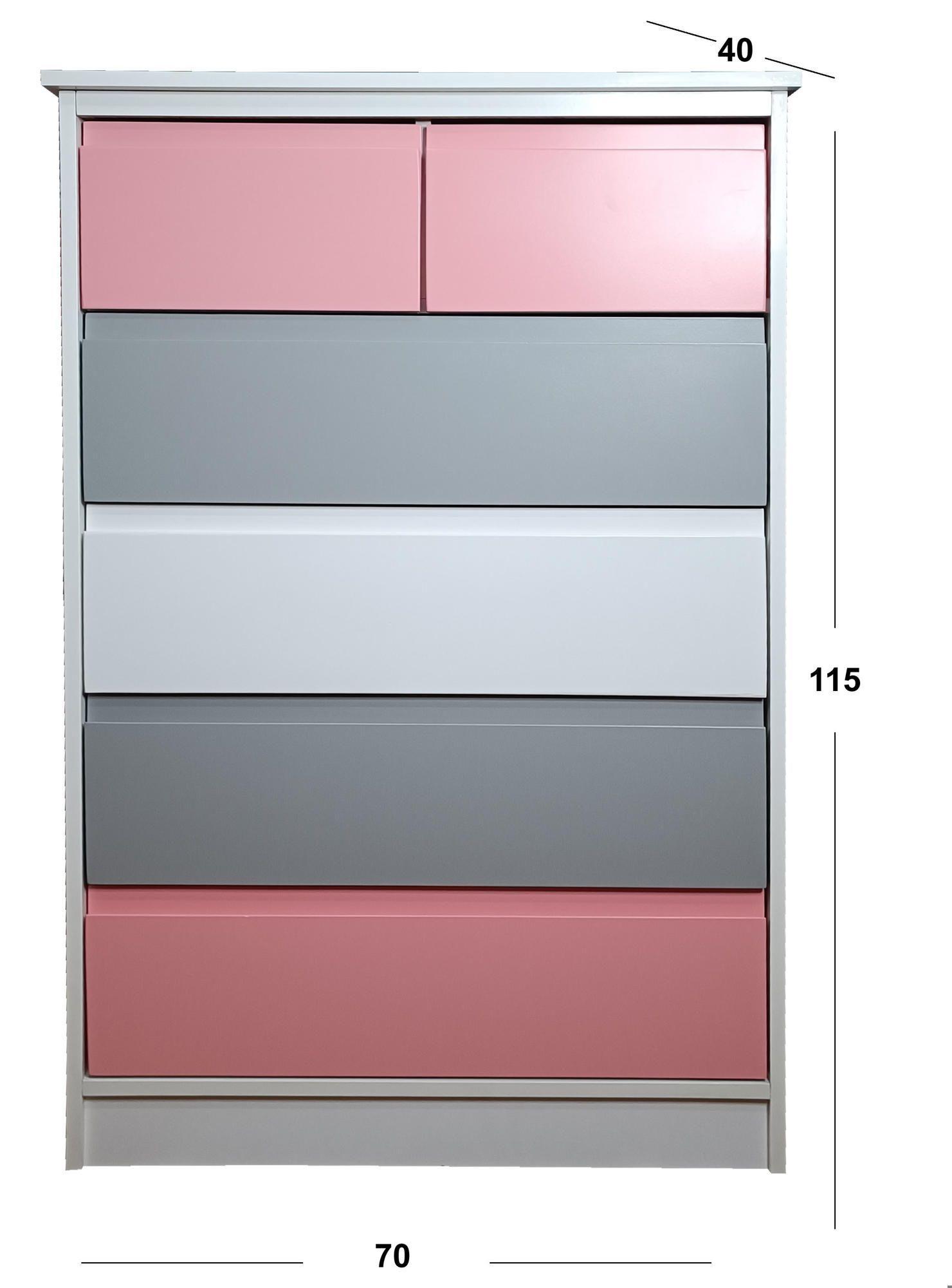 Cajonera 6 Cajones Rosada Gris Premium-2