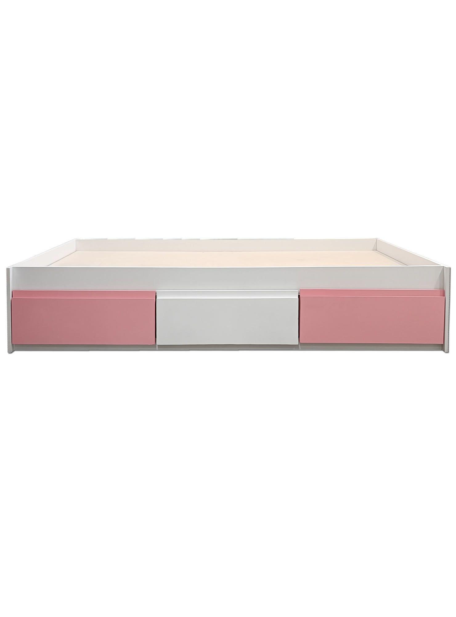 Cama Infantil Juvenil 1 5 Plazas Linea Minimal tres cajones Rosado blanco Rosado-1
