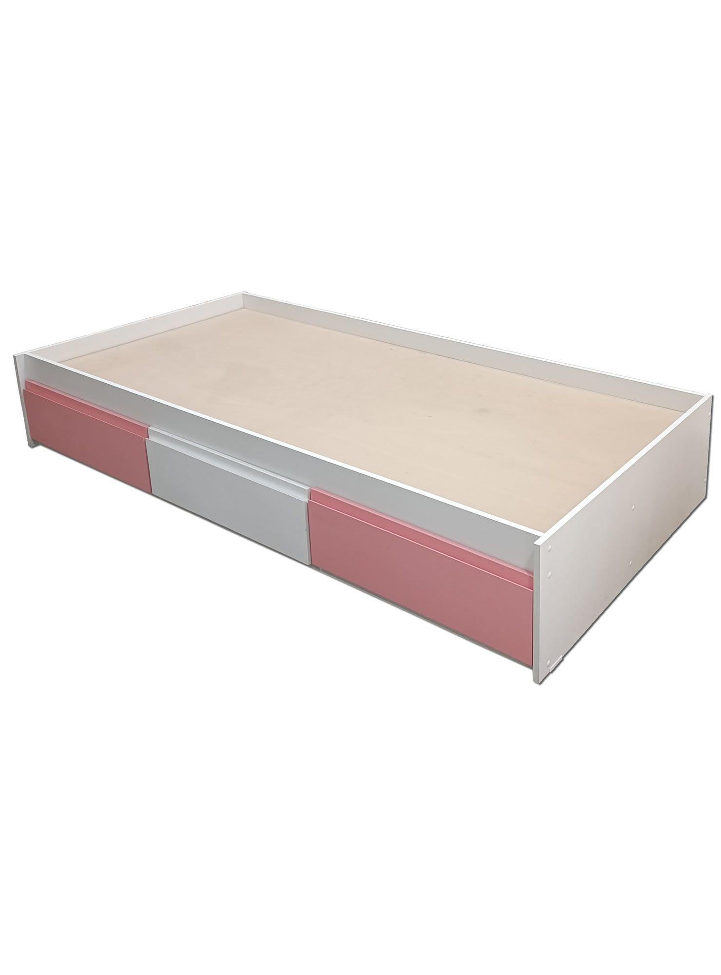 Cama Infantil Juvenil 1 5 Plazas Linea Minimal tres cajones Rosado blanco Rosado-2