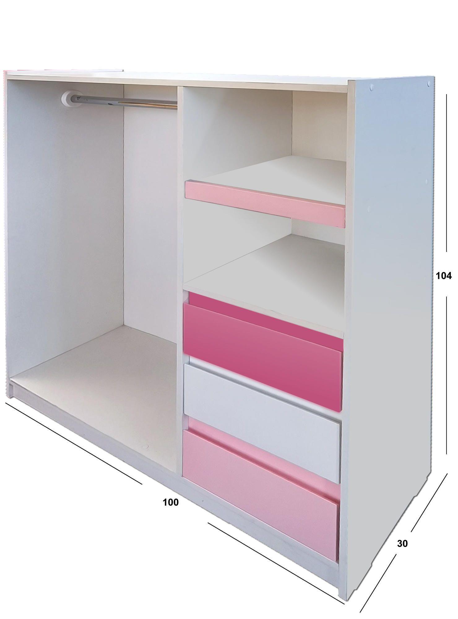 Mini Closet Montessori Linea Minimal Rosado Blanco Rosa Pastel-3