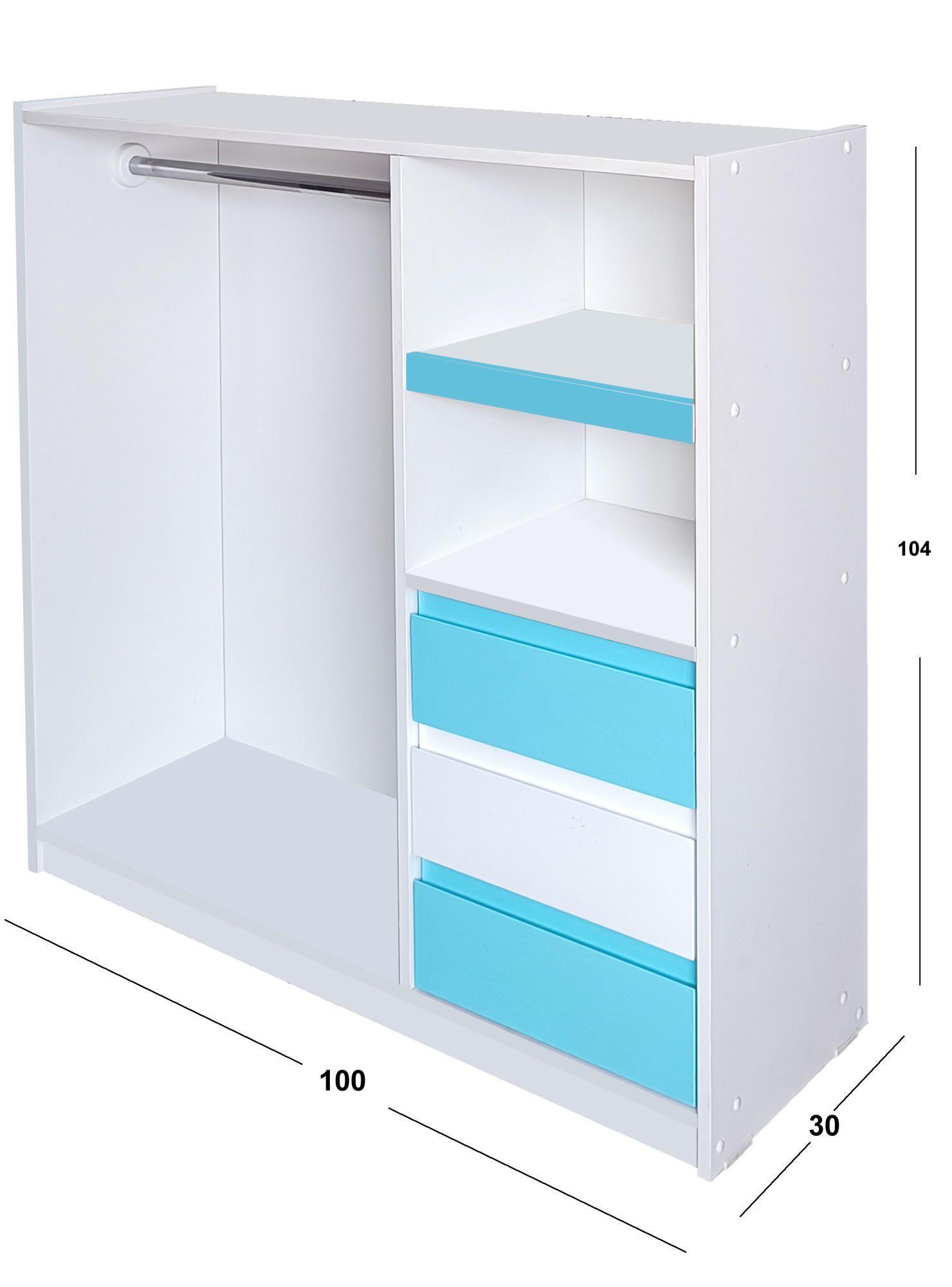 Mini Closet Montessori Linea Minimal Celeste Blanco Celeste-3