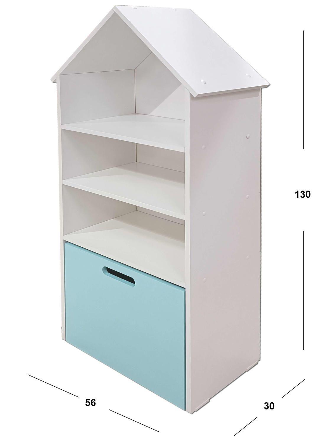 Juguetero Repisa casa Librero Blanco Celeste-2
