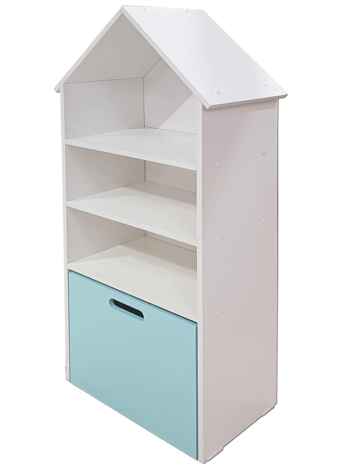 Juguetero Repisa casa Librero Blanco Celeste-3