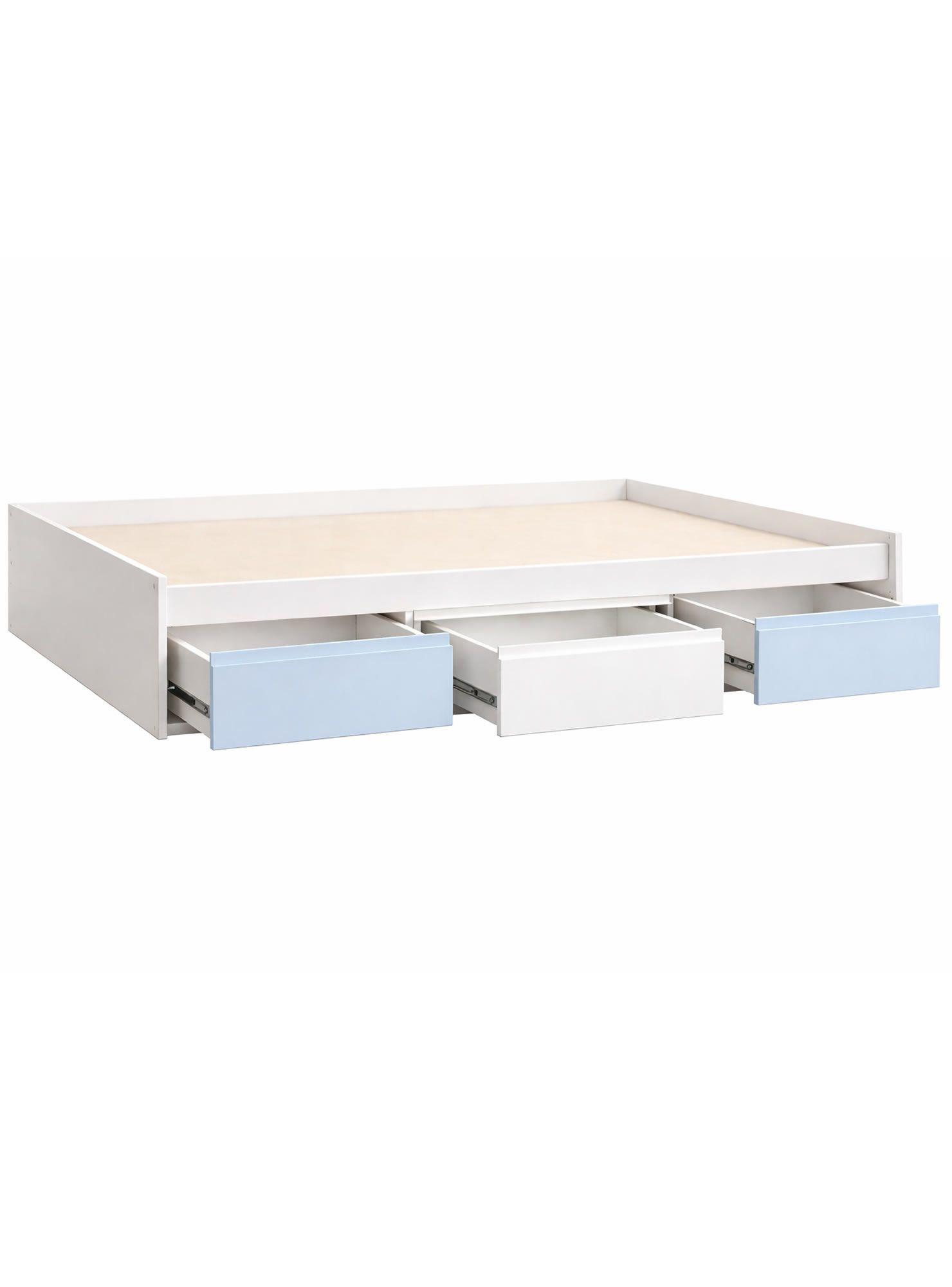 Cama Infantil Juvenil tres cajones 1 5 Plazas Linea Minimal Celeste Blanca Celeste-2