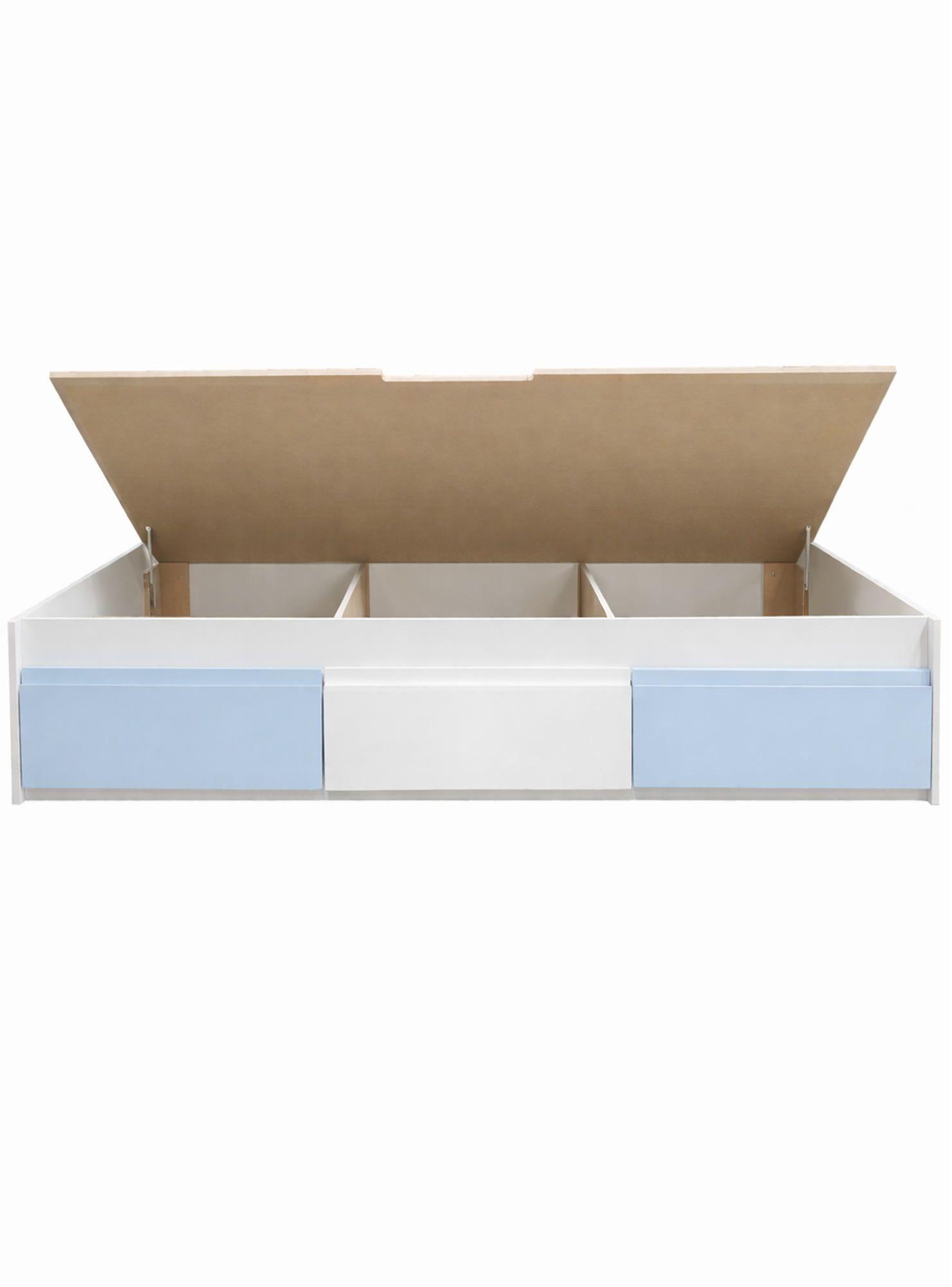 Cama Infantil Juvenil tres cajones 1 5 Plazas Linea Minimal Celeste Blanca Celeste-3
