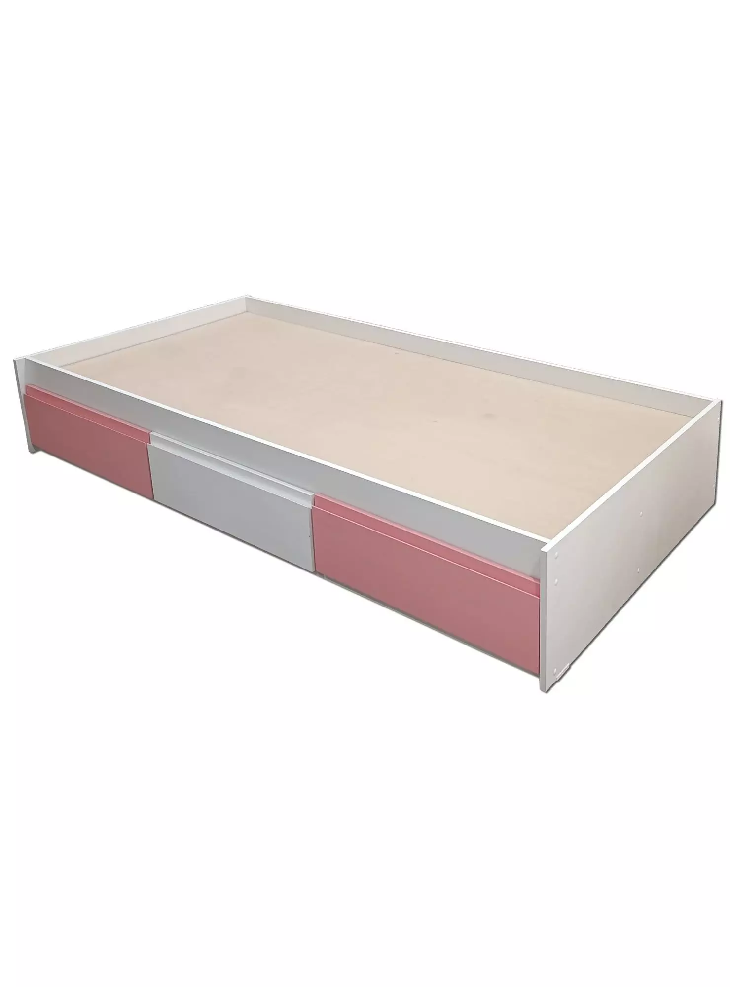 Cama Infantil Juvenil tres cajones 1 Plaza Linea Minimal Rosa Pastel blanco Rosa Pastel-2