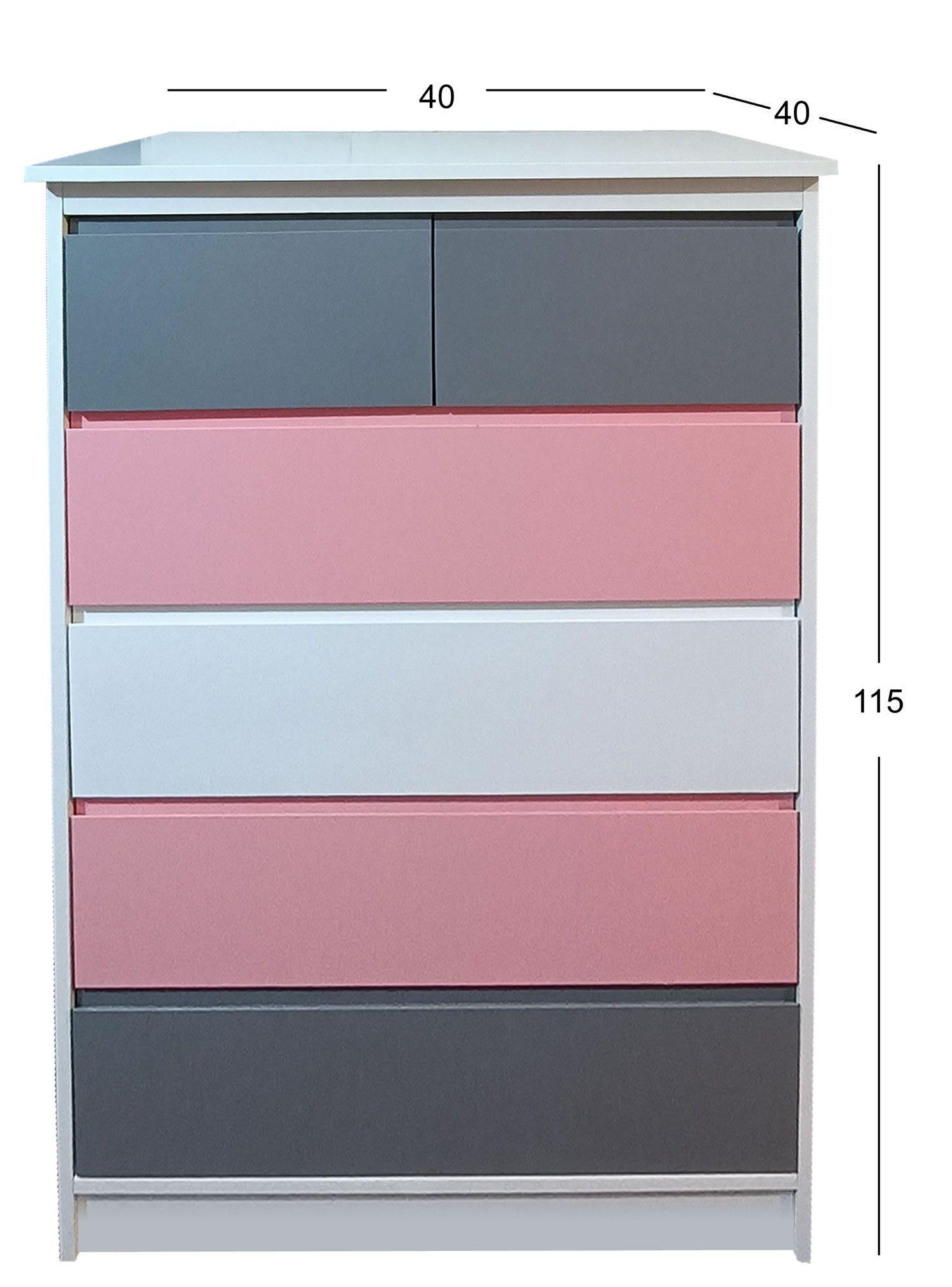 Cajonera 6 Cajones Rosada Grafito Gris Premium-3