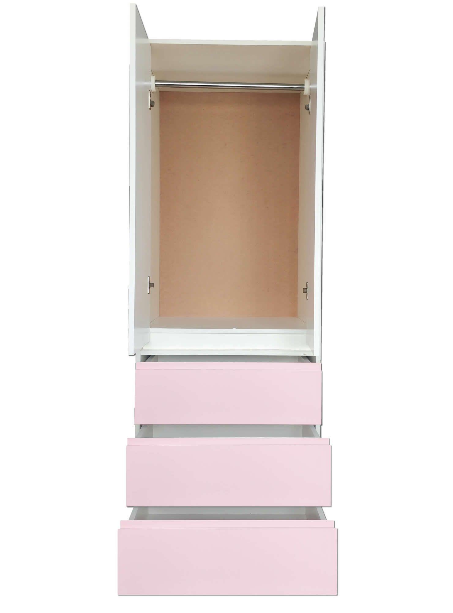 Closet Linea Minimal 3 cajones Rosa Pastel-2