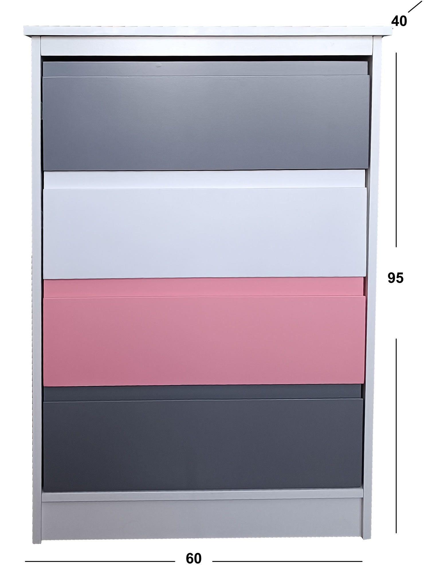 Cajonera 4 Cajones Rosado Grafito Premium-3