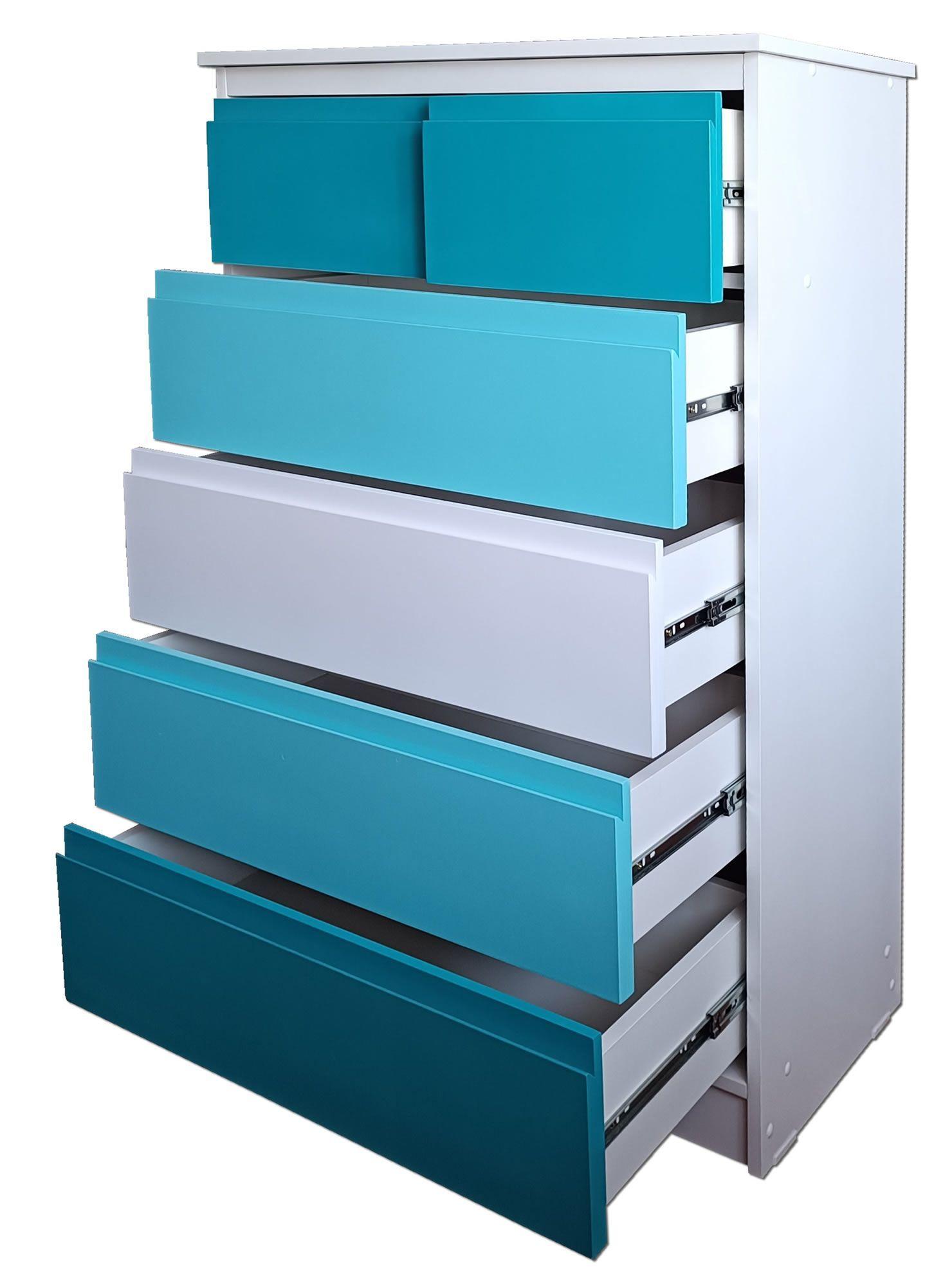 Cajonera 6 Cajones Calipso Blanco Celeste Premium-2